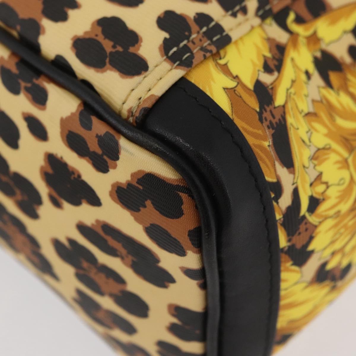 Gianni Versace Vanity Hand Bag PVC Yellow Gold Auth BA11862