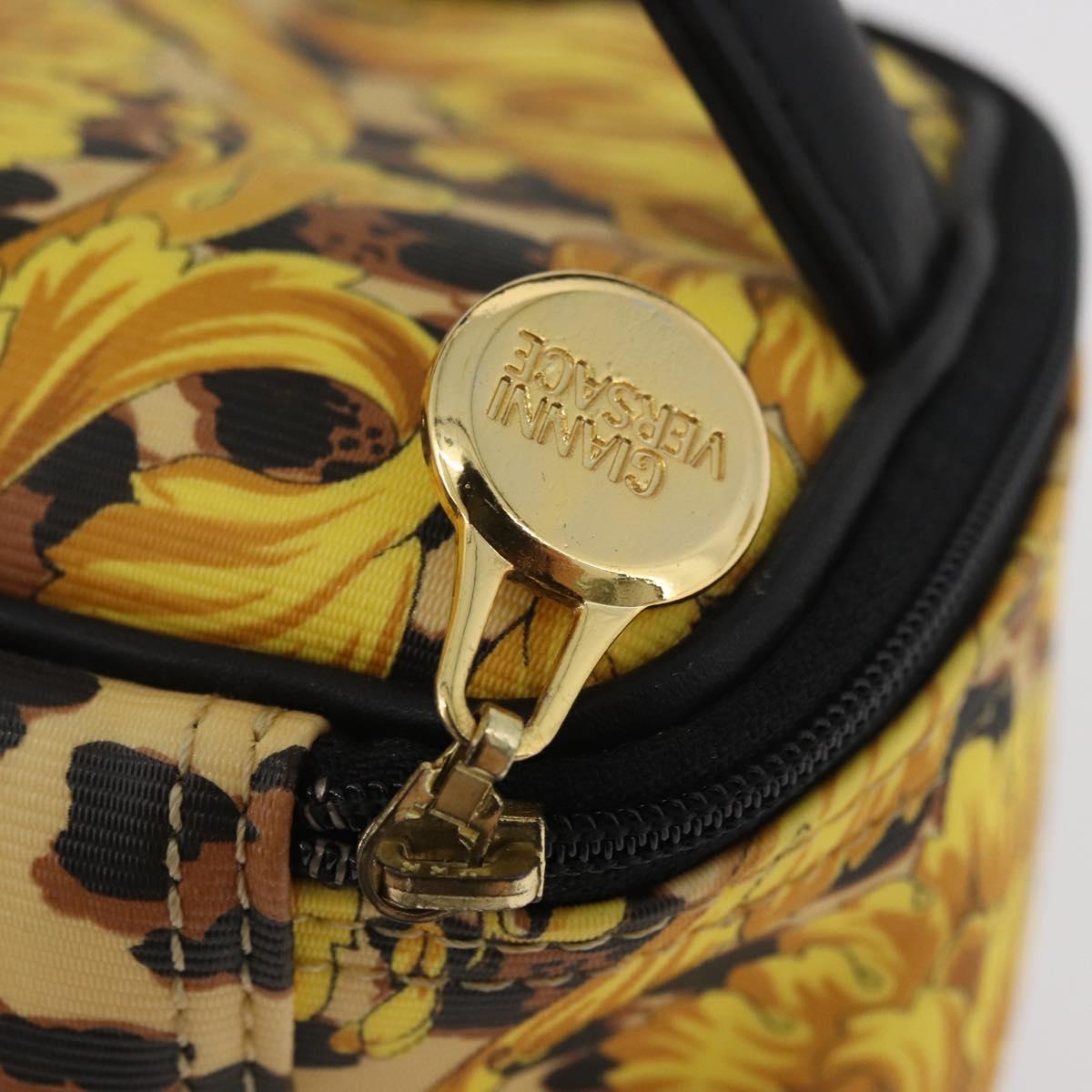 Gianni Versace Vanity Hand Bag PVC Yellow Gold Auth BA11862