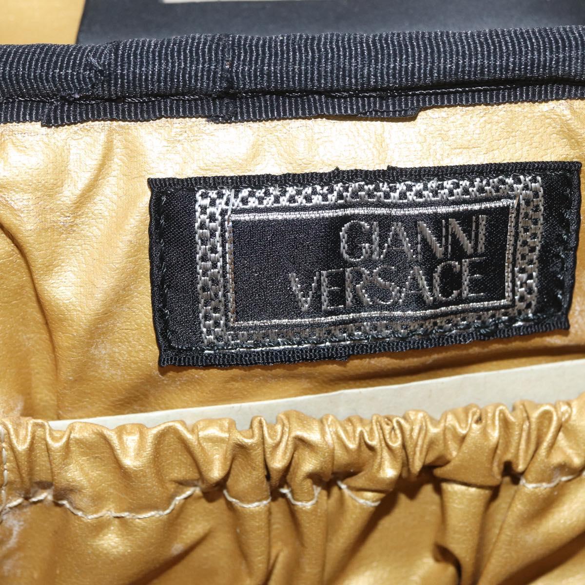 Gianni Versace Vanity Hand Bag PVC Yellow Gold Auth BA11862