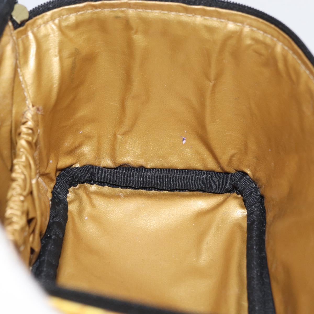 Gianni Versace Vanity Hand Bag PVC Yellow Gold Auth BA11862