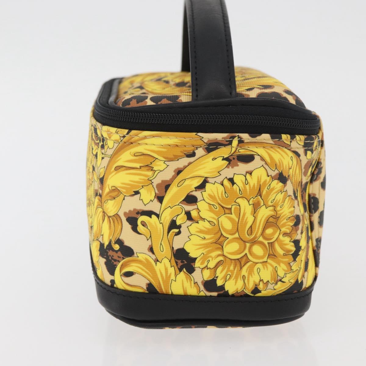 Gianni Versace Vanity Hand Bag PVC Yellow Gold Auth BA11862