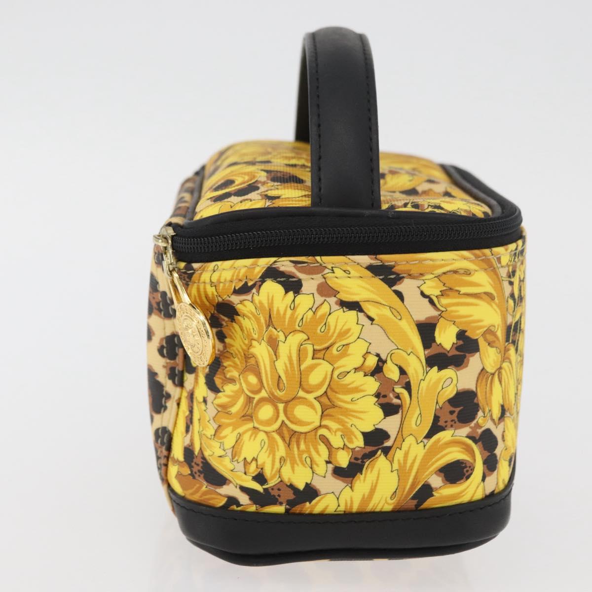 Gianni Versace Vanity Hand Bag PVC Yellow Gold Auth BA11862