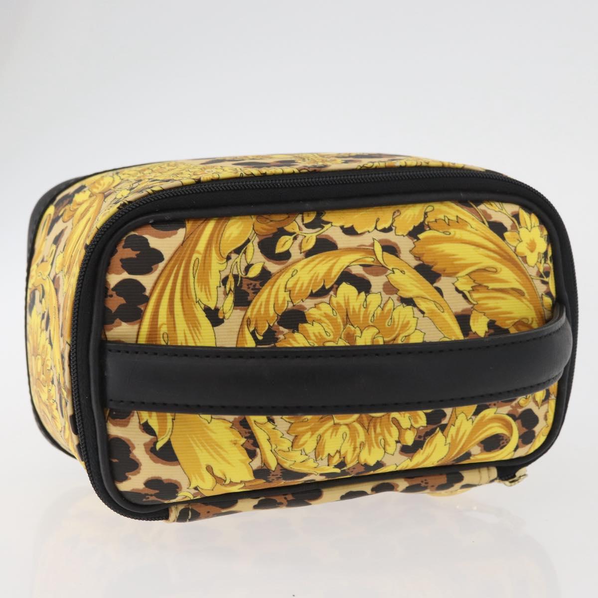 Gianni Versace Vanity Hand Bag PVC Yellow Gold Auth BA11862