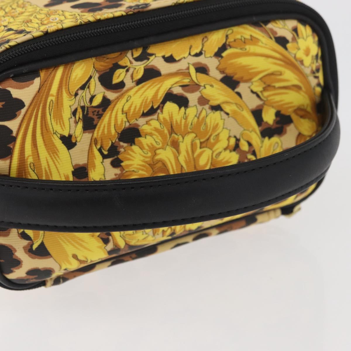 Gianni Versace Vanity Hand Bag PVC Yellow Gold Auth BA11862
