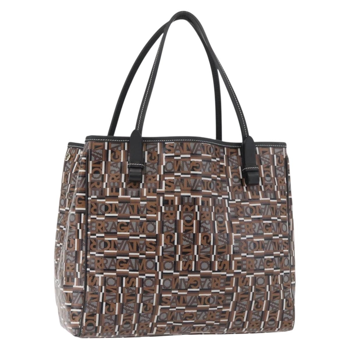 Salvatore Ferragamo Tote Bag PVC Brown Auth BA11865