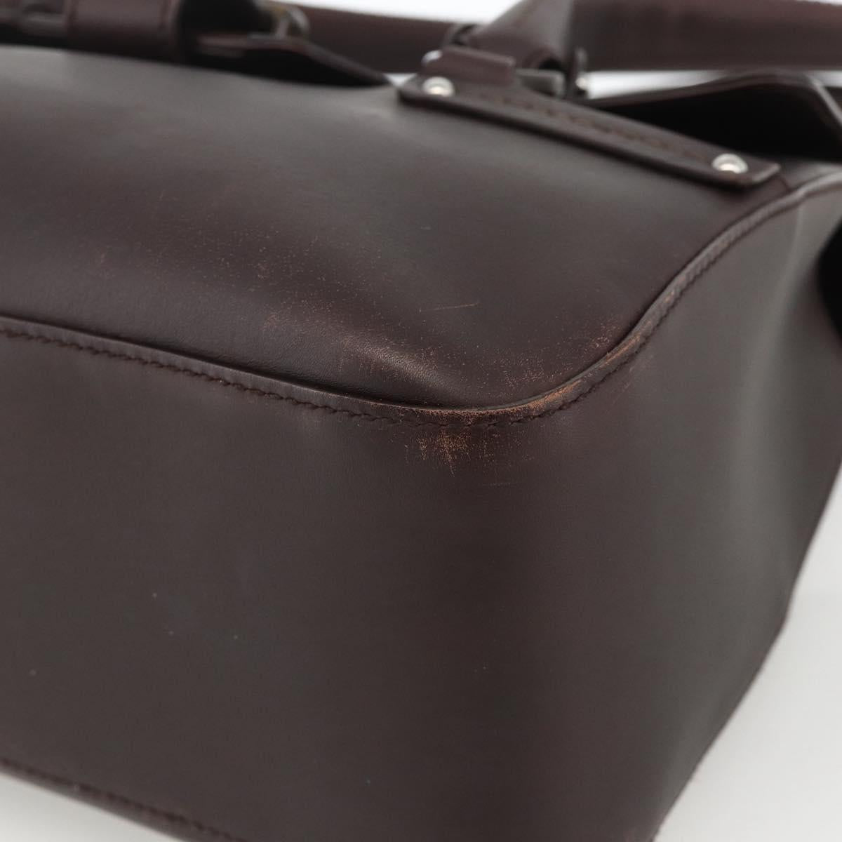 Salvatore Ferragamo Hand Bag Leather Brown Silver Auth BA11870A