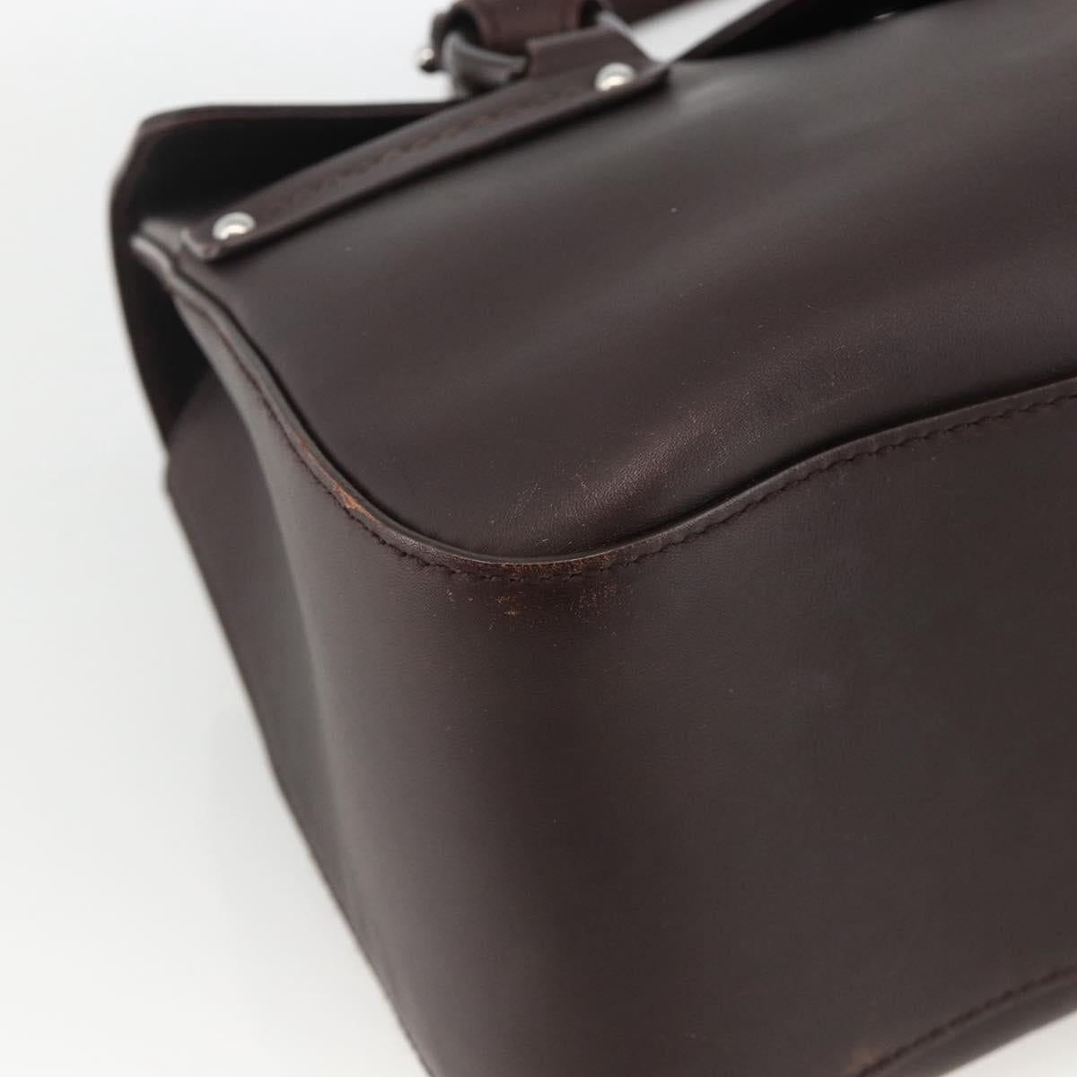 Salvatore Ferragamo Hand Bag Leather Brown Silver Auth BA11870A