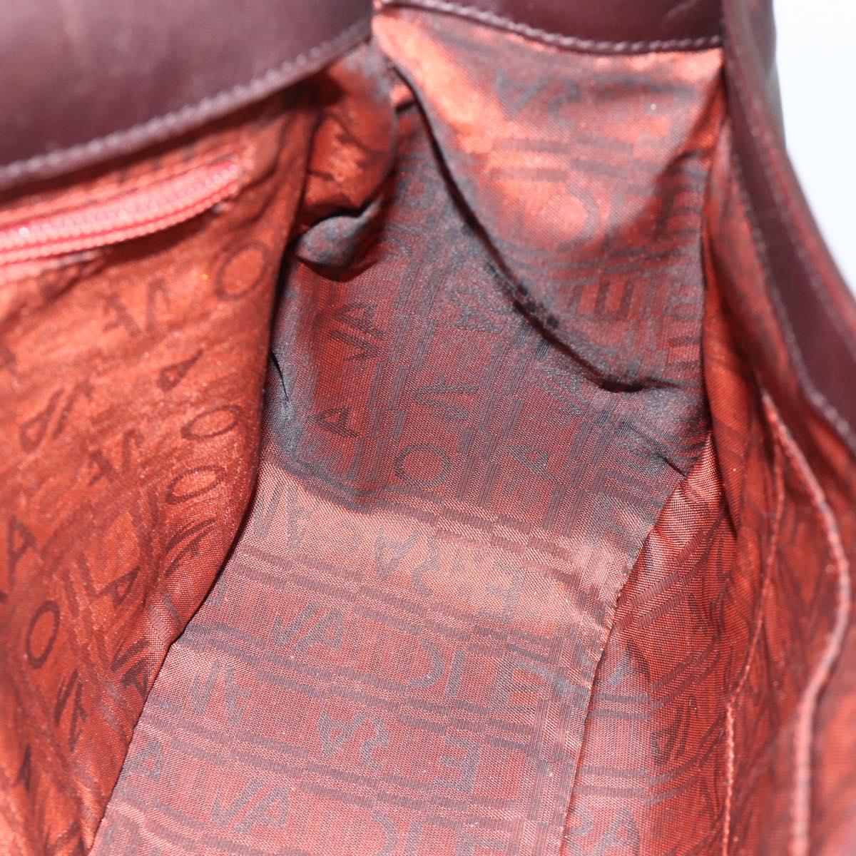 Salvatore Ferragamo Hand Bag Leather Brown Silver Auth BA11870A