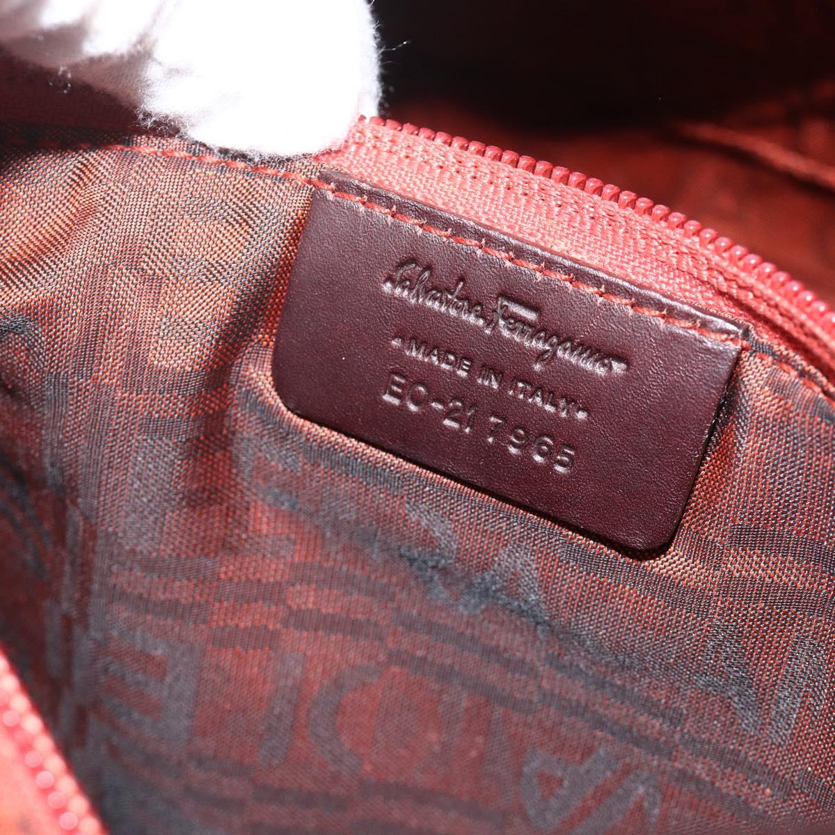 Salvatore Ferragamo Hand Bag Leather Brown Silver Auth BA11870A