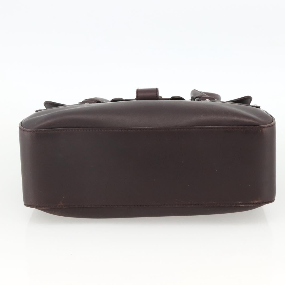 Salvatore Ferragamo Hand Bag Leather Brown Silver Auth BA11870A
