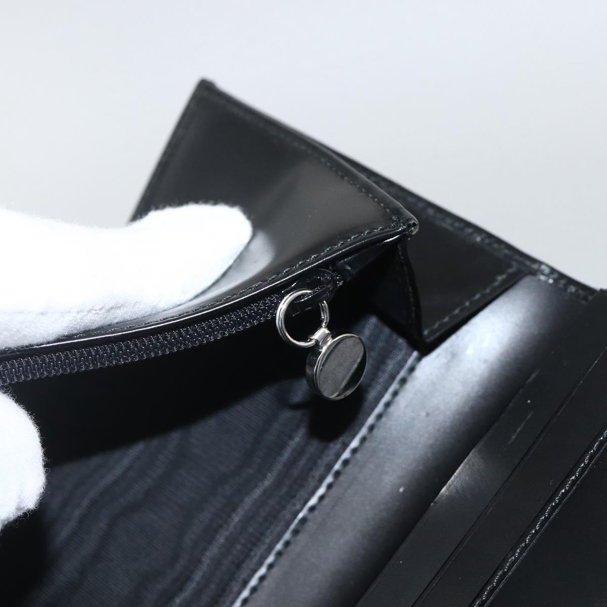 Salvatore Ferragamo Gancini Long Wallet Leather Black Silver Auth BA11875A