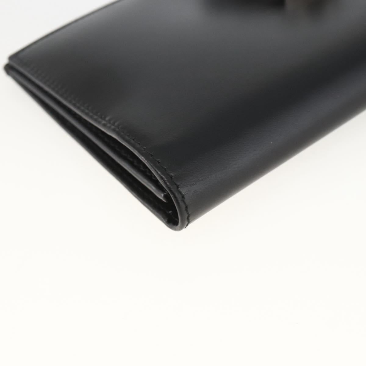 Salvatore Ferragamo Gancini Long Wallet Leather Black Silver Auth BA11875A