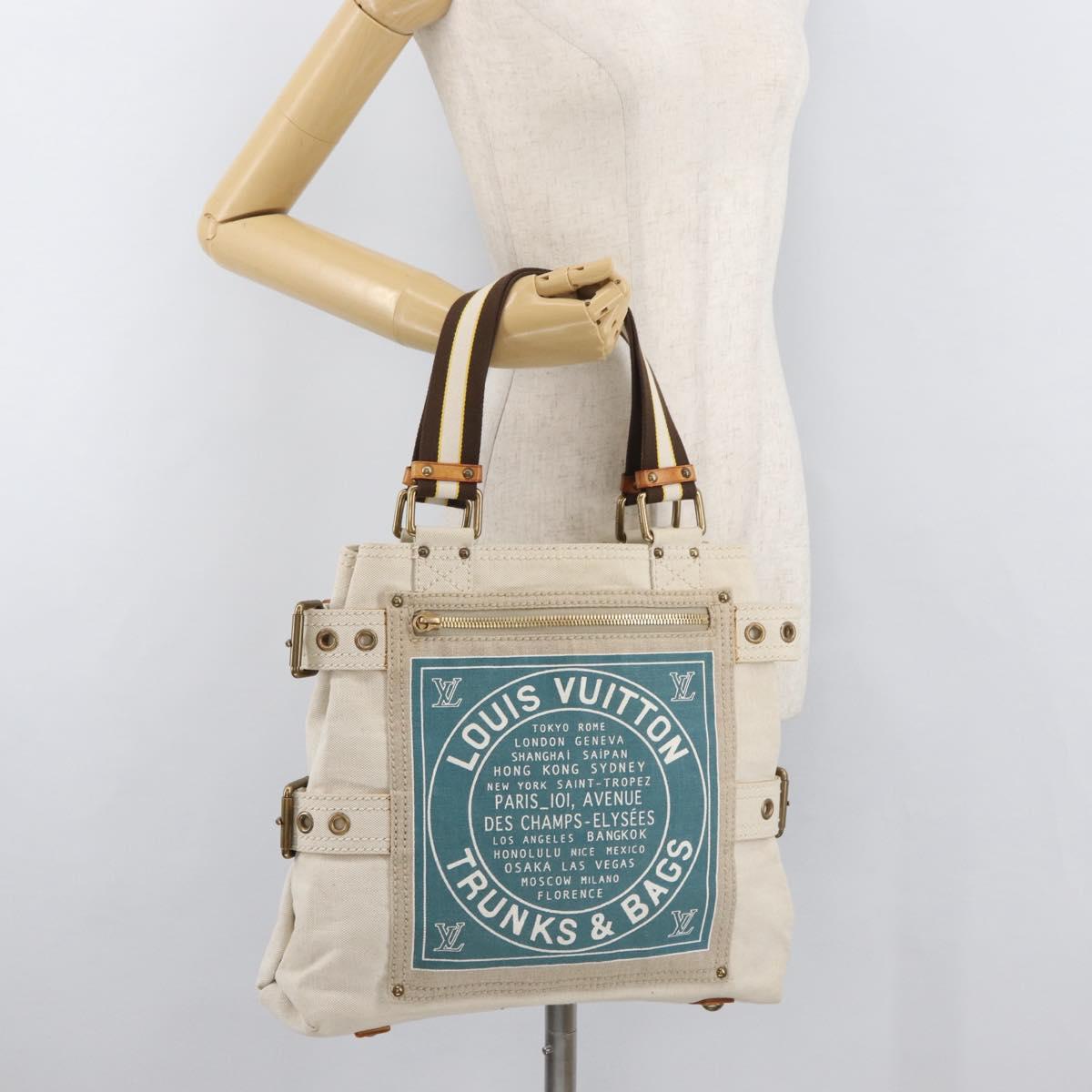 LOUIS VUITTON Cruise line Glove shopper MM Bag Canvas Beige M95114 LV Auth BA11878A