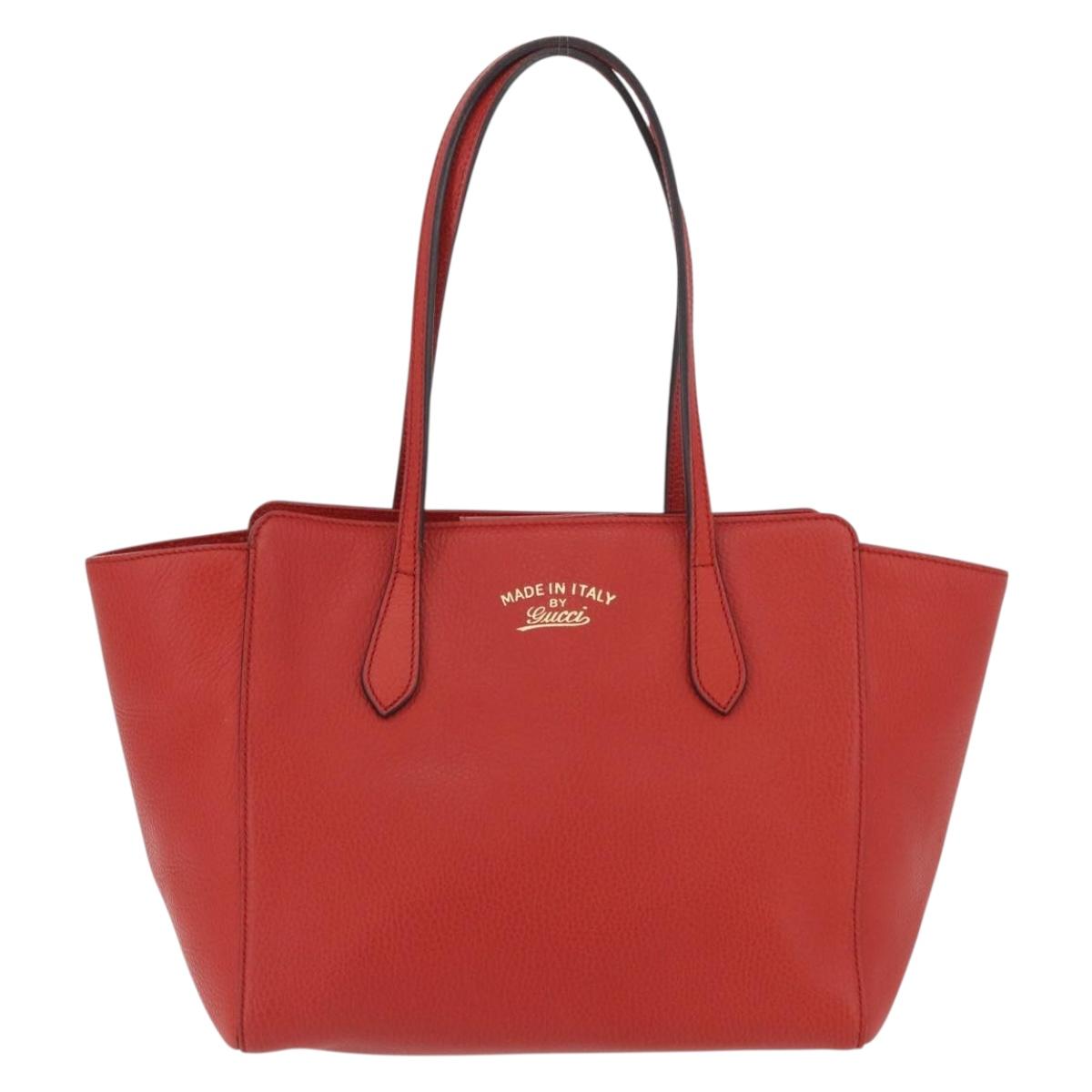 GUCCI Swing Tote Bag Leather Red Gold 354408 Auth BA11880A