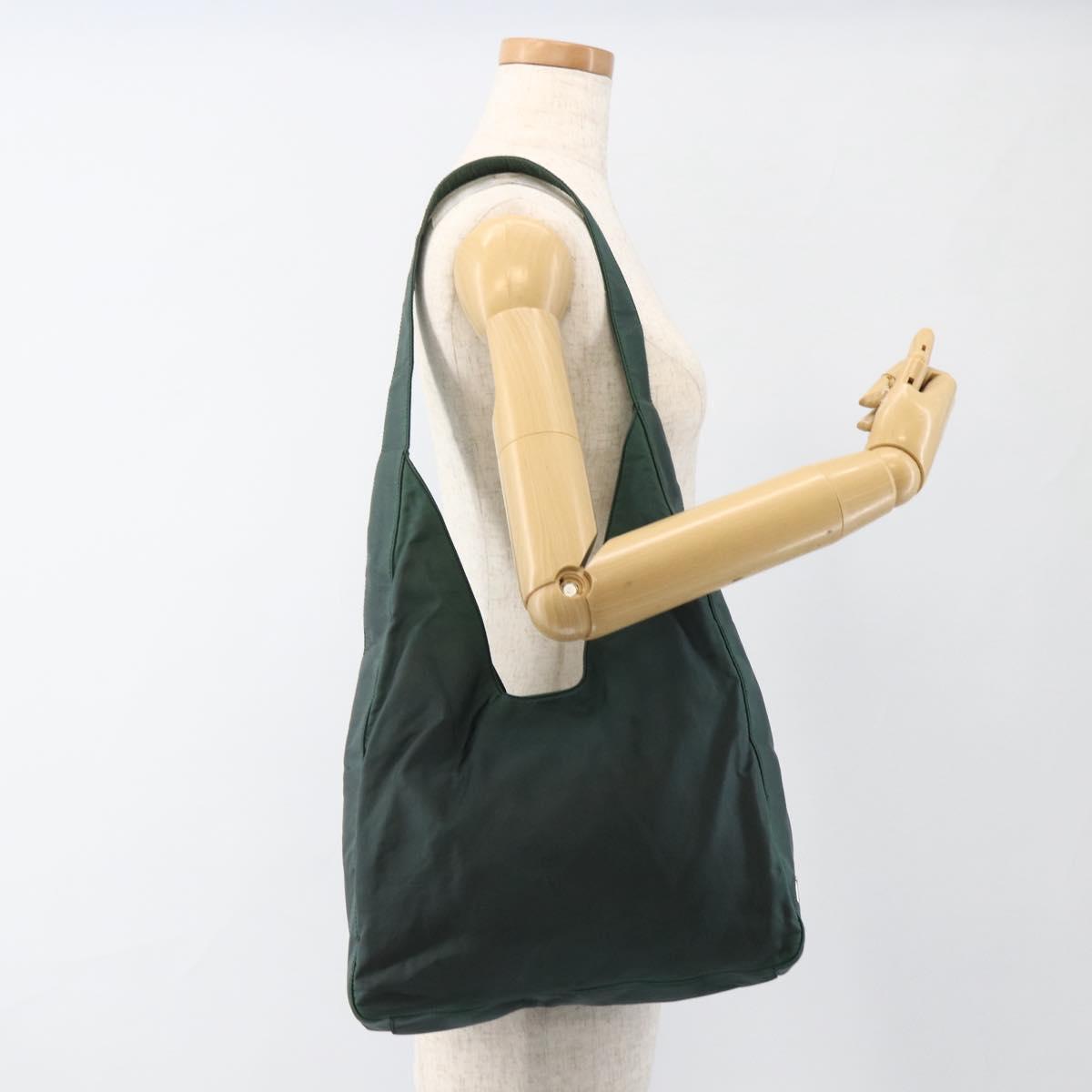 PRADA Shoulder Bag Nylon Green Silver Auth BA11893