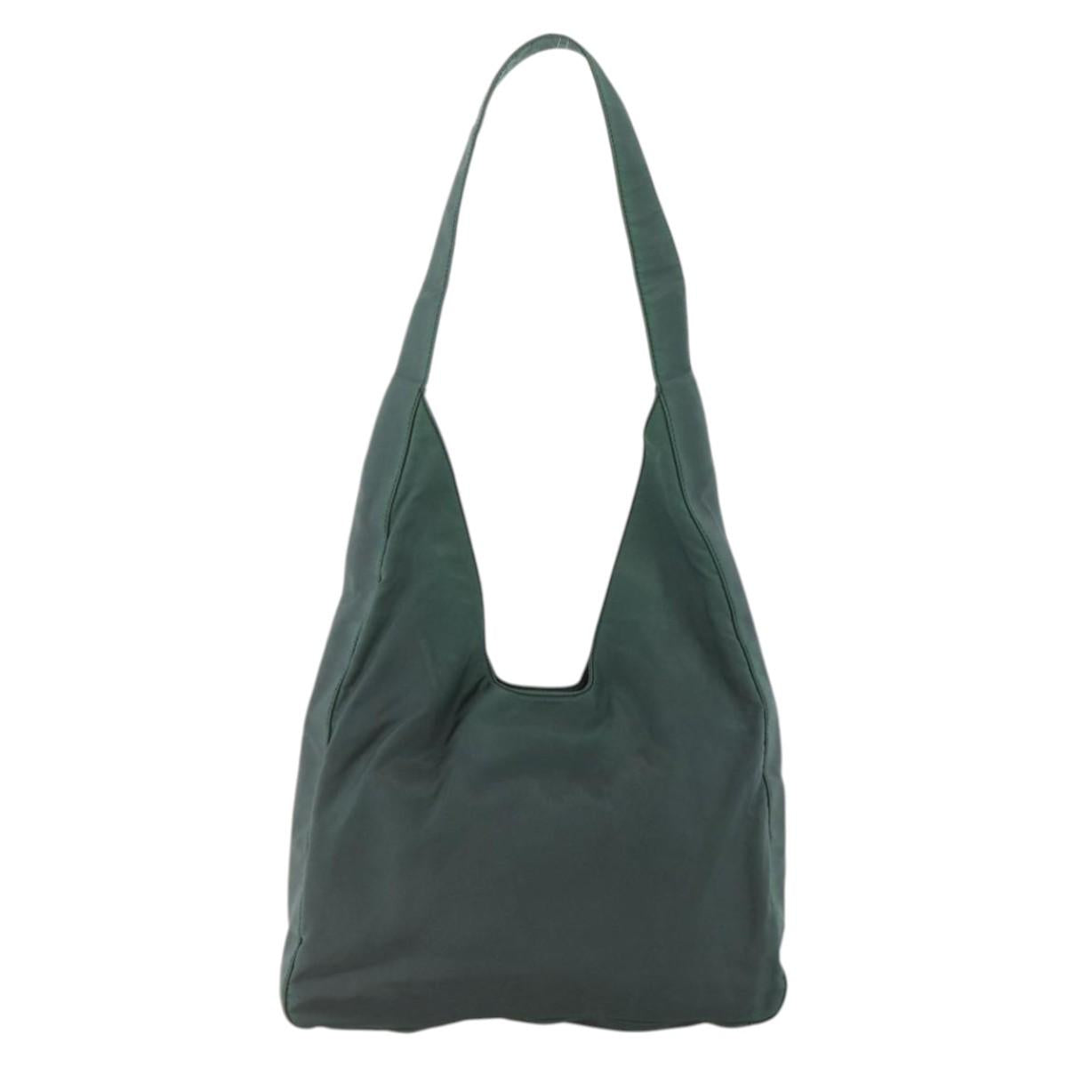PRADA Shoulder Bag Nylon Green Silver Auth BA11893