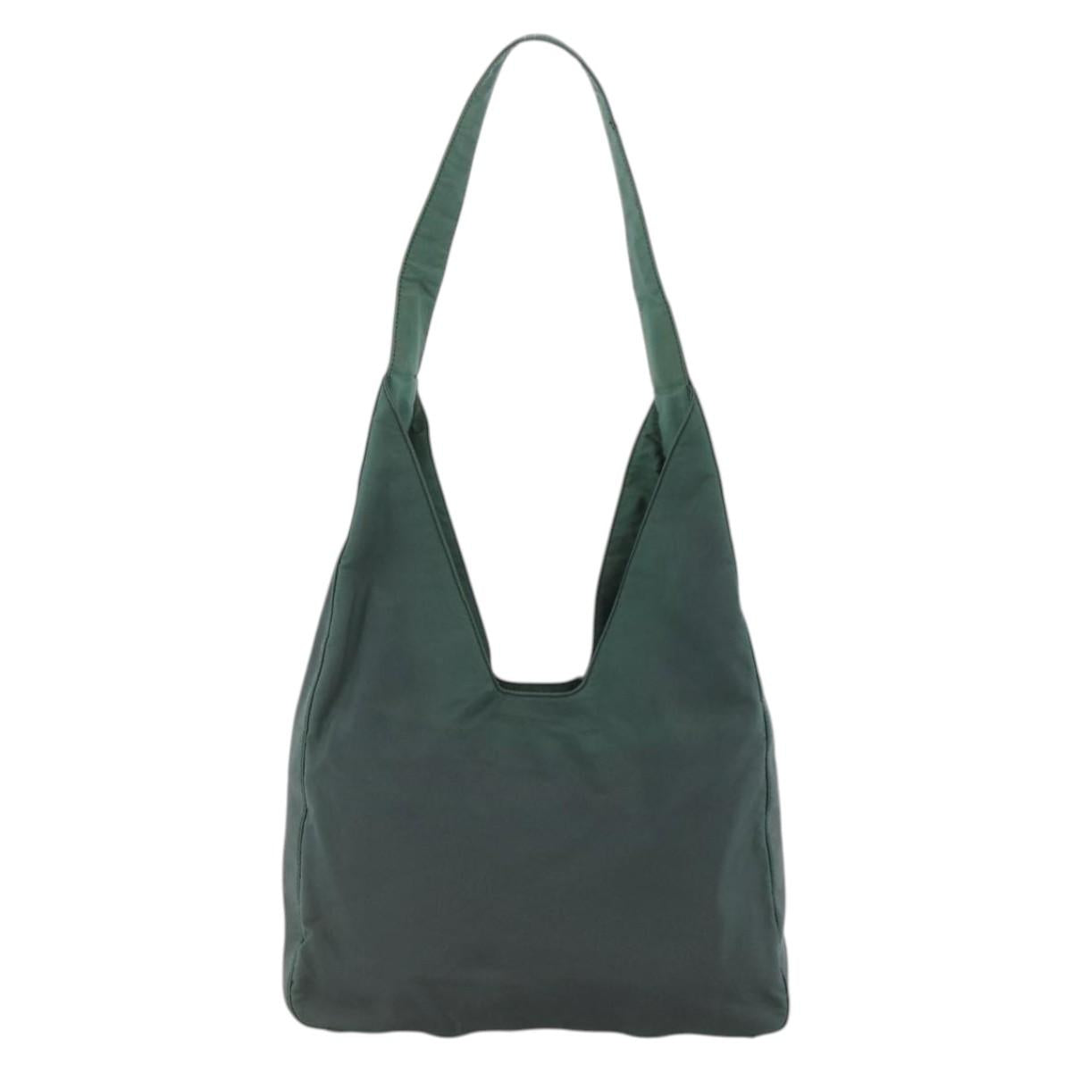 PRADA Shoulder Bag Nylon Green Silver Auth BA11893
