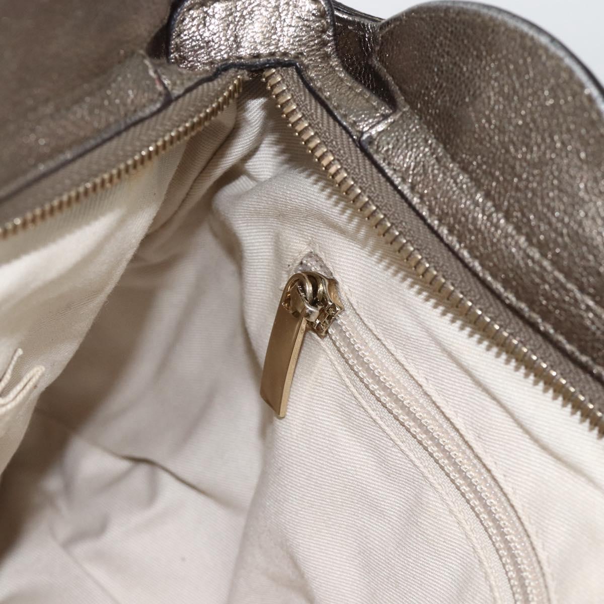 Salvatore Ferragamo Gancini Hand Bag Leather Gold Silver Auth BA11899