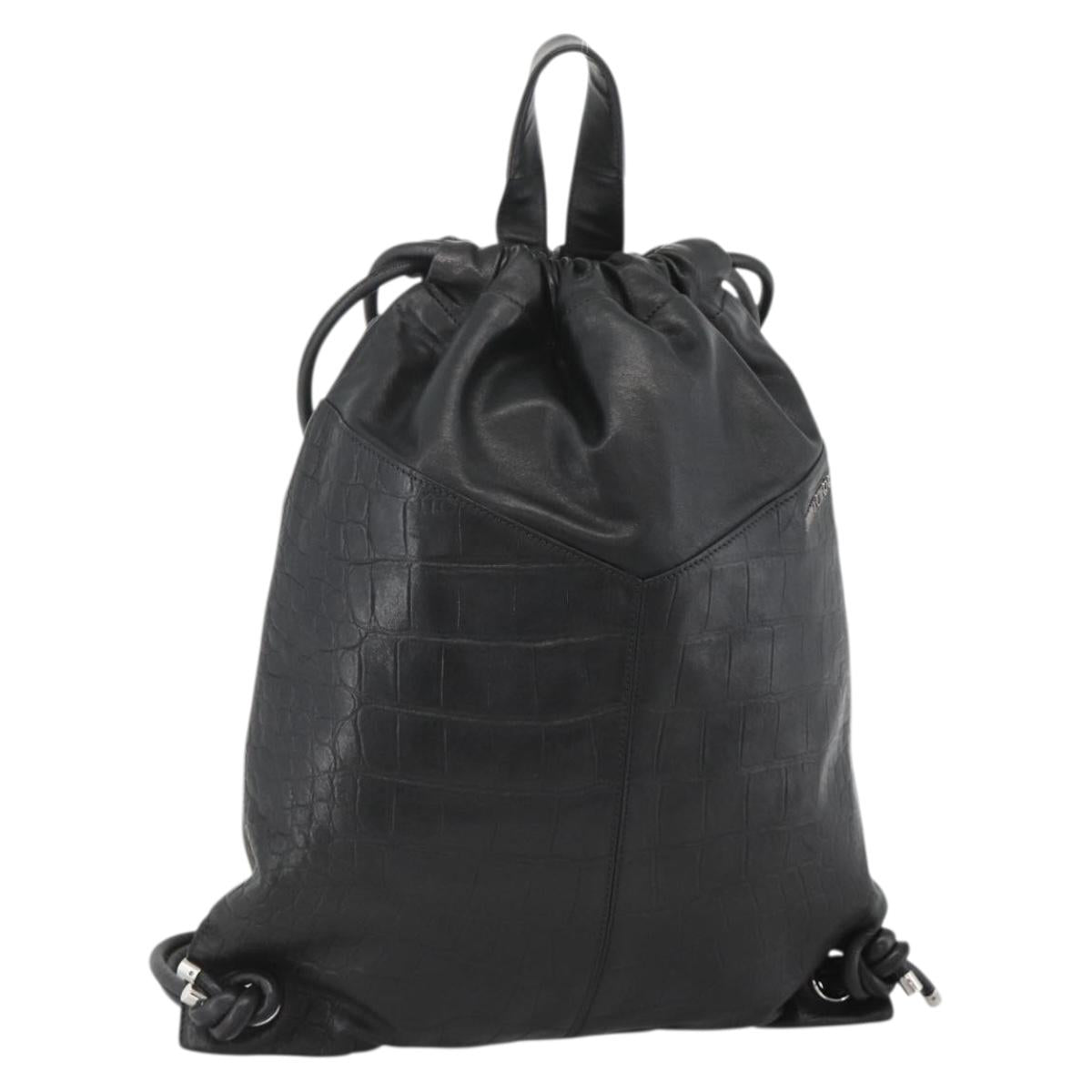 Jimmy Choo Backpack Leather Black Auth BA11902A