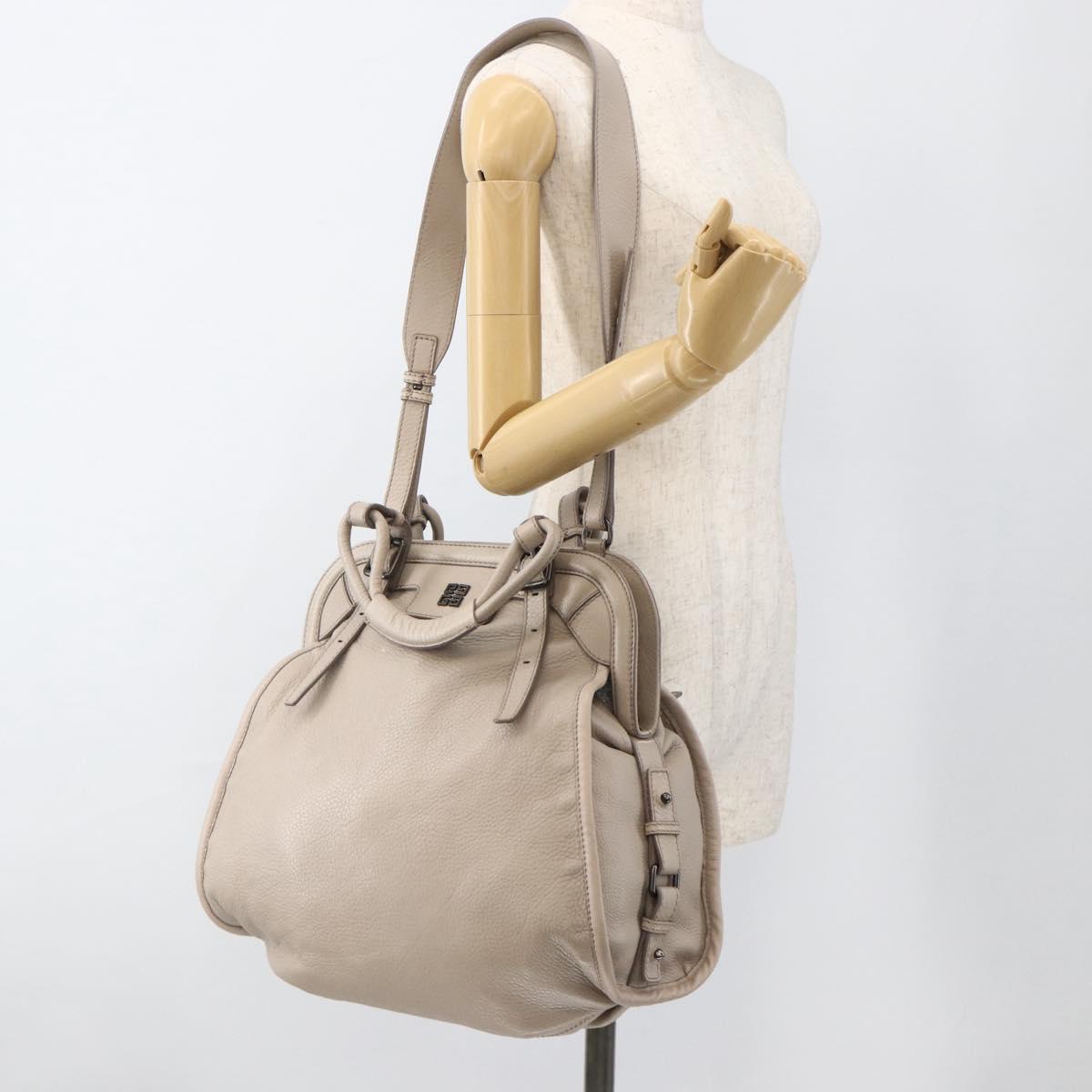 GIVENCHY Hand Bag Leather 2way Gray Auth BA11904A