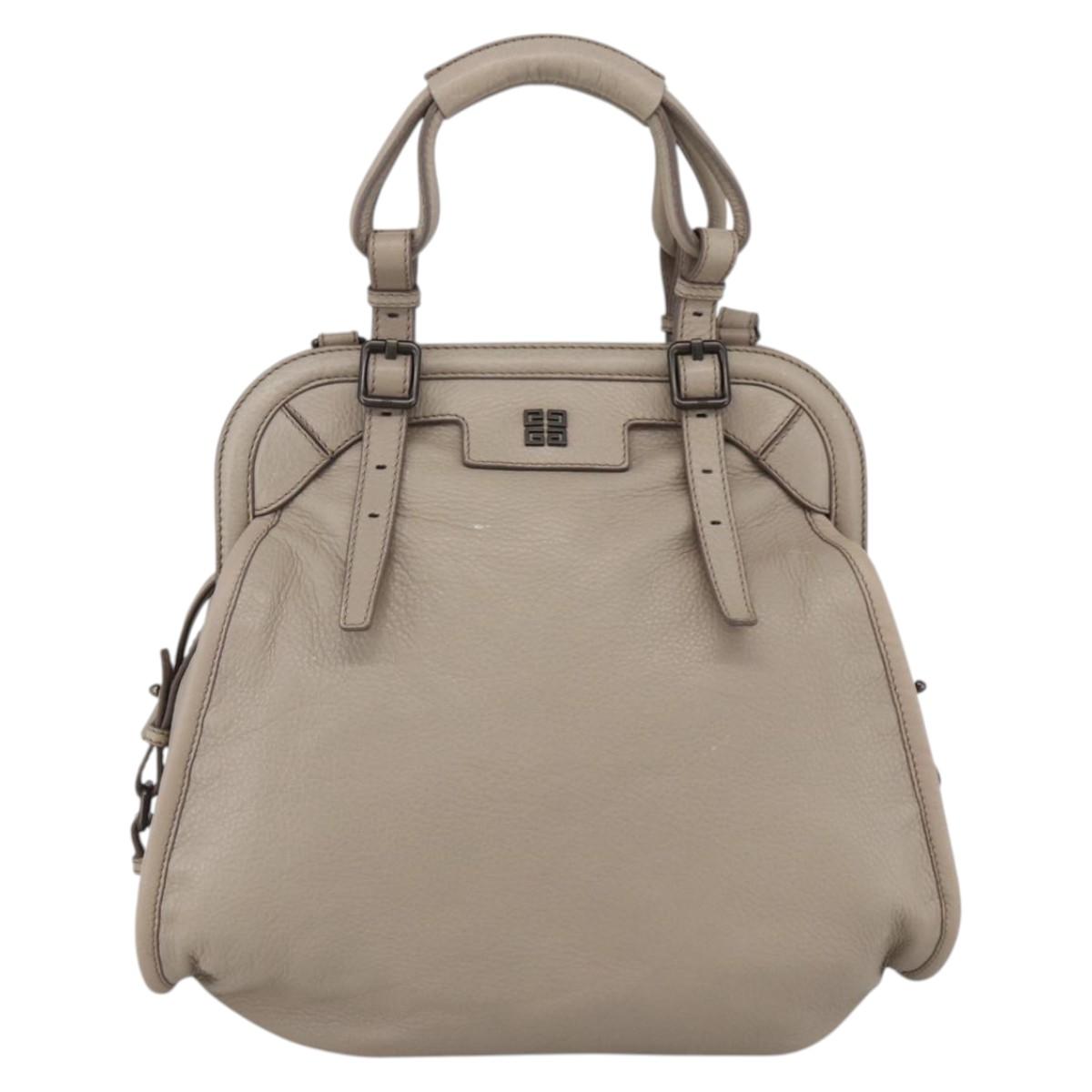 GIVENCHY Hand Bag Leather 2way Gray Auth BA11904A