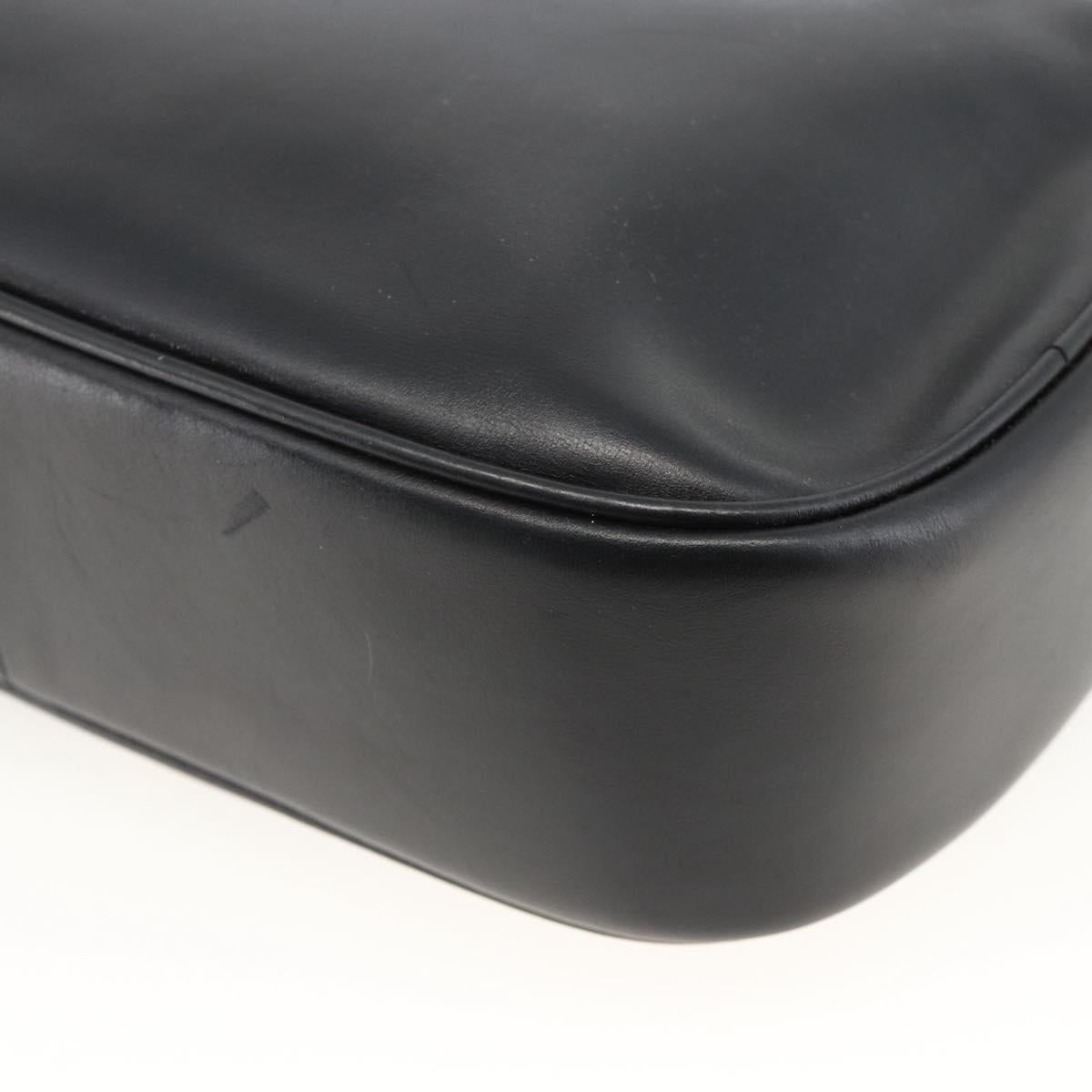 CELINE Horse Carriage Shoulder Bag Leather Black Gold Auth BA11909