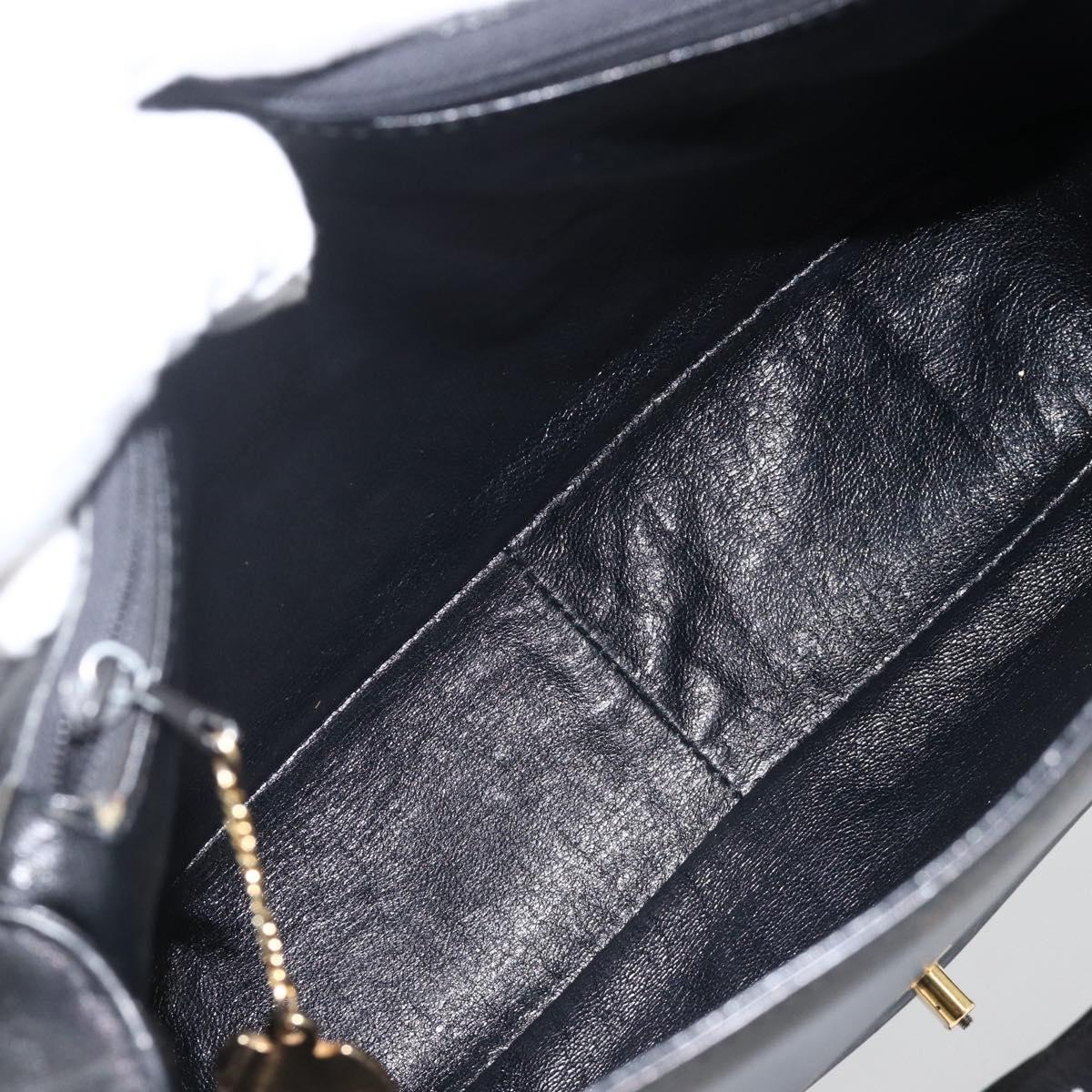 CELINE Horse Carriage Shoulder Bag Leather Black Gold Auth BA11909