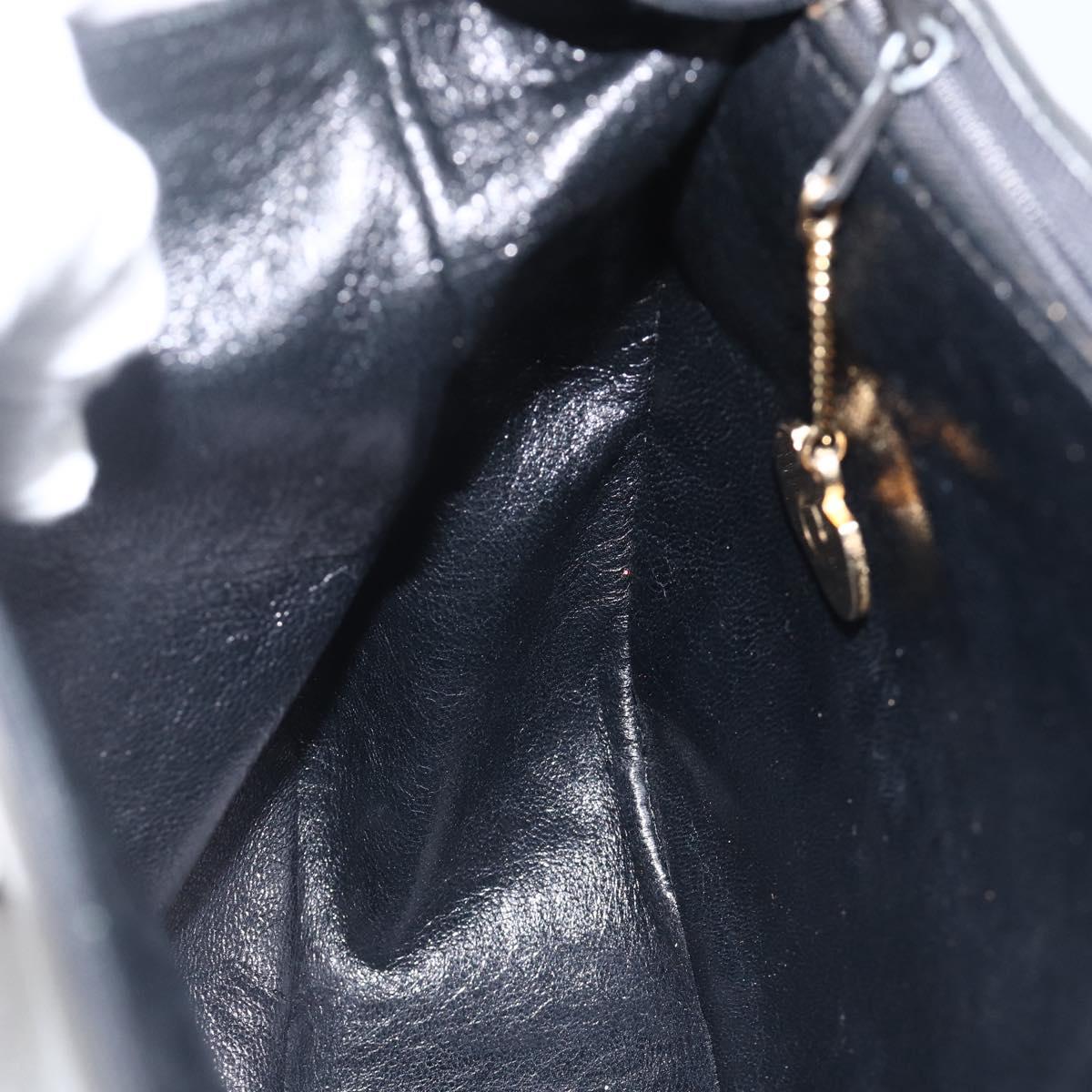 CELINE Horse Carriage Shoulder Bag Leather Black Gold Auth BA11909