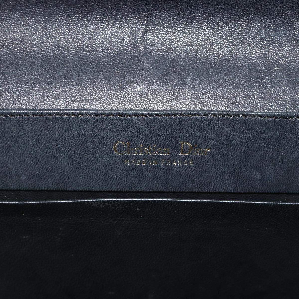 Christian Dior Shoulder Bag Leather Black Gold Auth BA11919