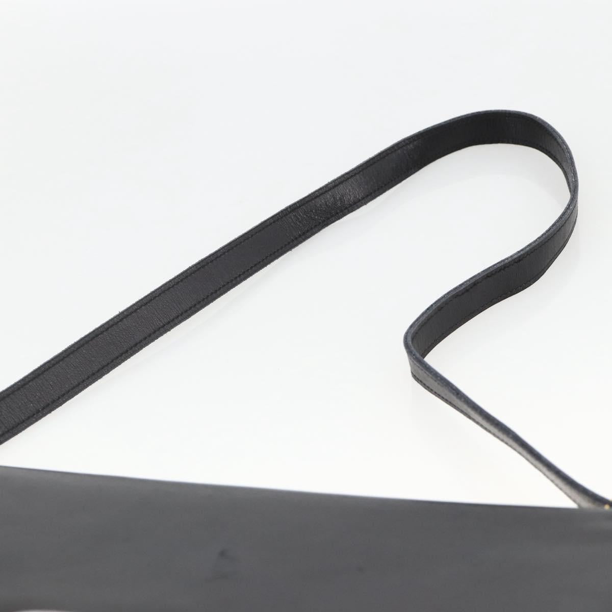 Christian Dior Shoulder Bag Leather Black Gold Auth BA11919