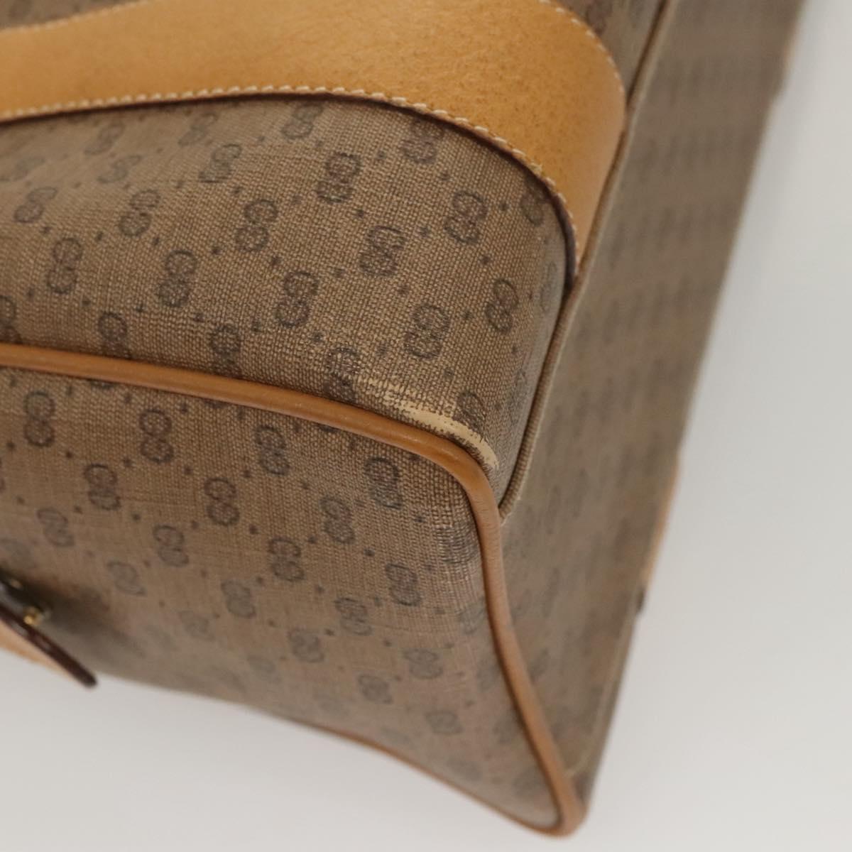 GUCCI Micro GG Supreme Hand Bag PVC Beige Gold Auth BA1192