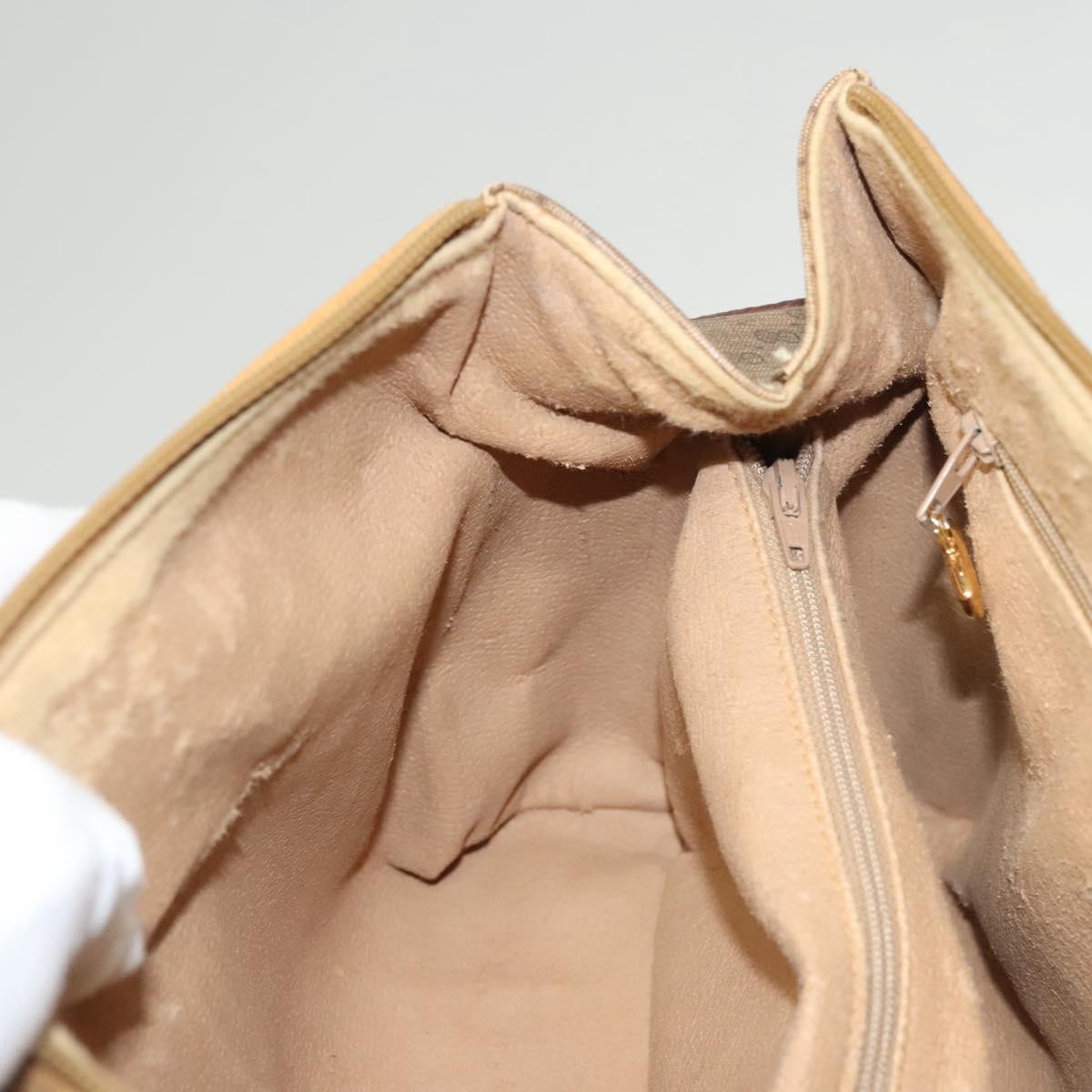 GUCCI Micro GG Supreme Hand Bag PVC Beige Gold Auth BA1192
