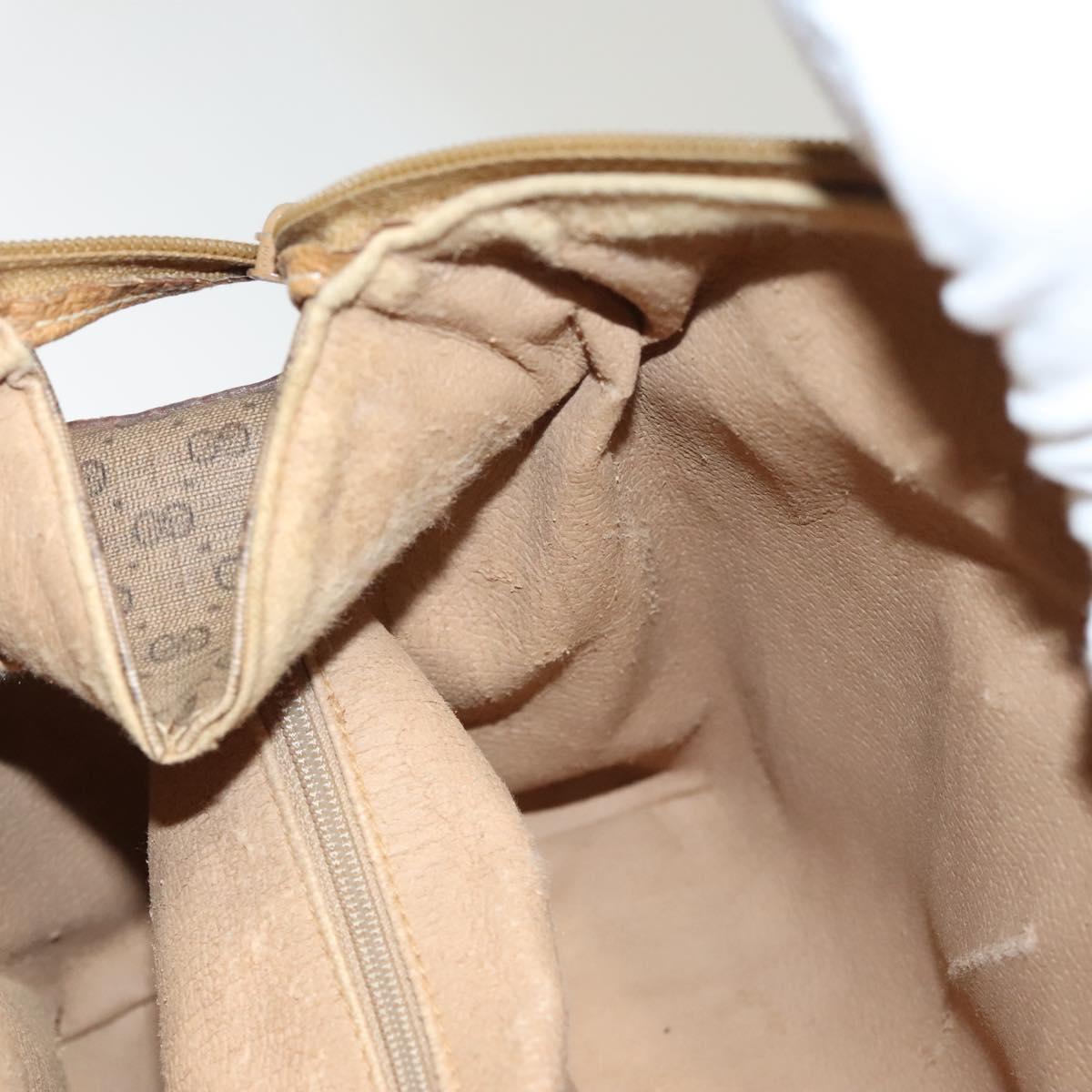 GUCCI Micro GG Supreme Hand Bag PVC Beige Gold Auth BA1192