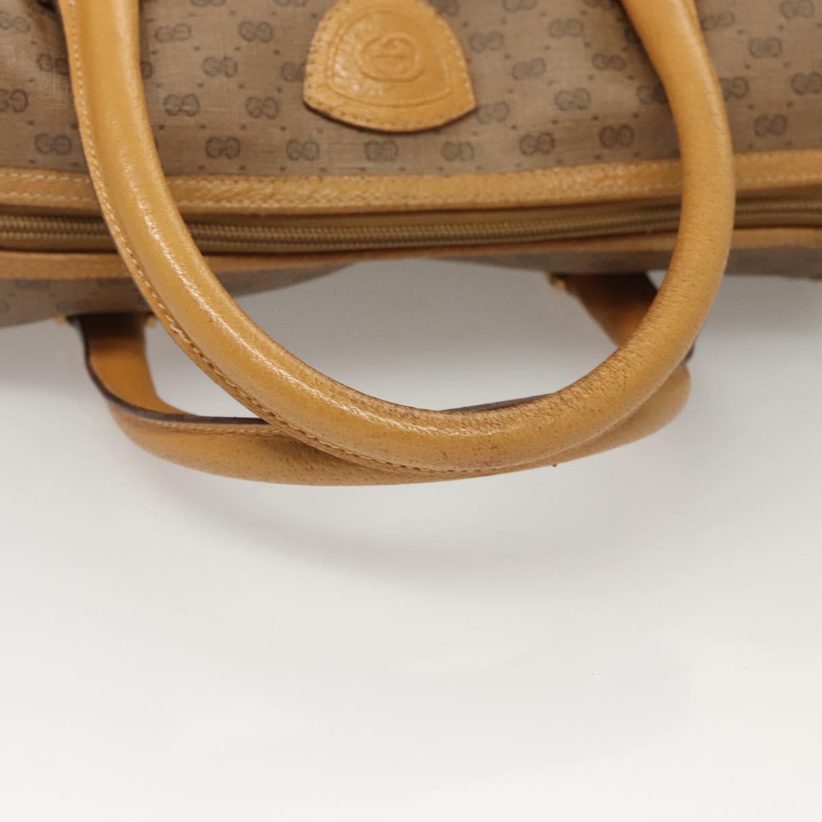 GUCCI Micro GG Supreme Hand Bag PVC Beige Gold Auth BA1192