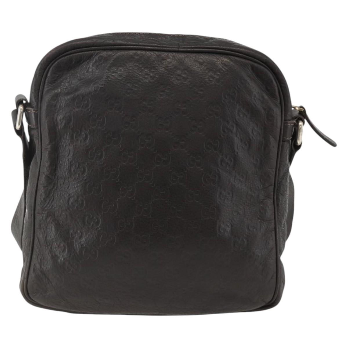 GUCCI GG Canvas Guccissima Shoulder Bag Leather Black Gold 201448 Auth BA11920