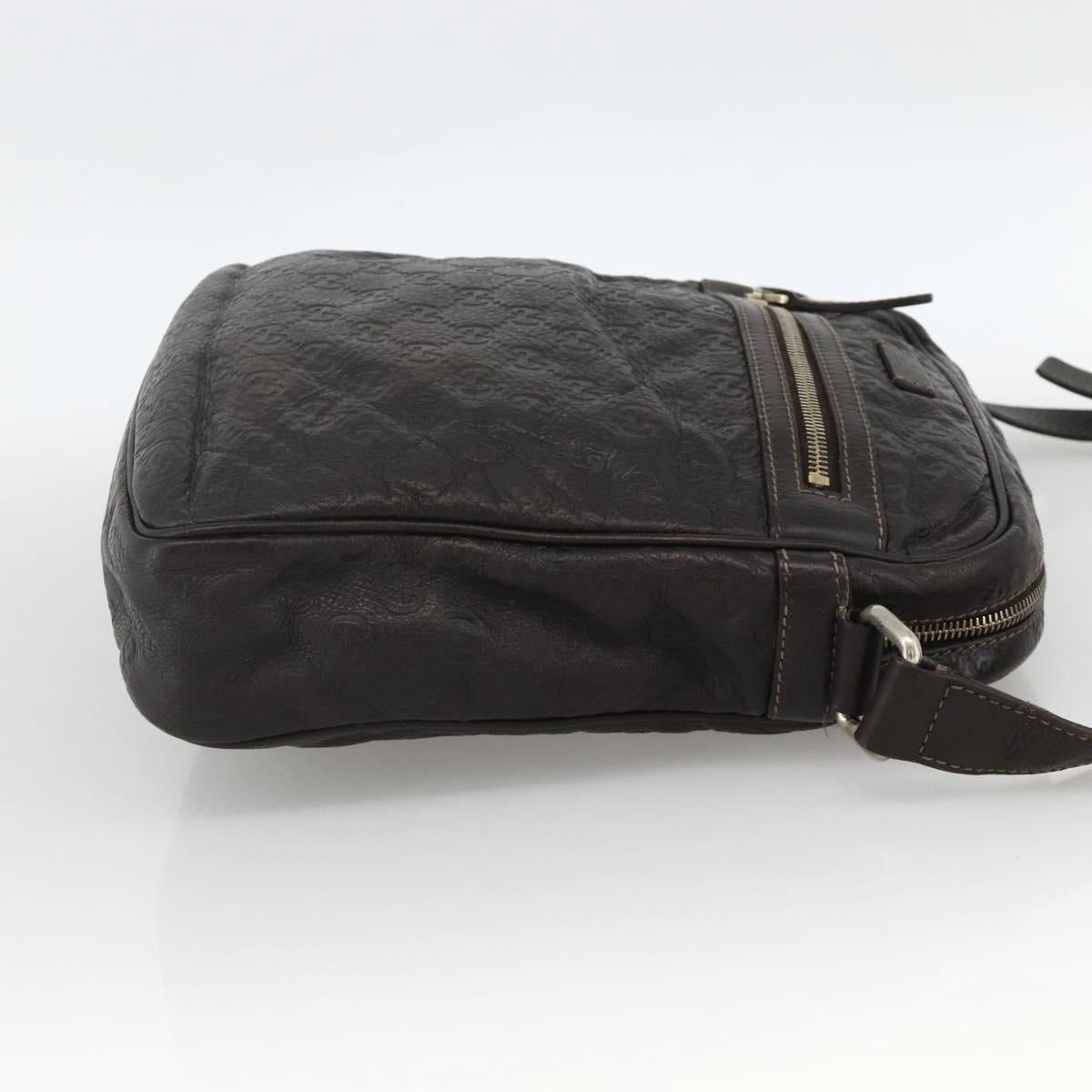 GUCCI GG Canvas Guccissima Shoulder Bag Leather Black Gold 201448 Auth BA11920