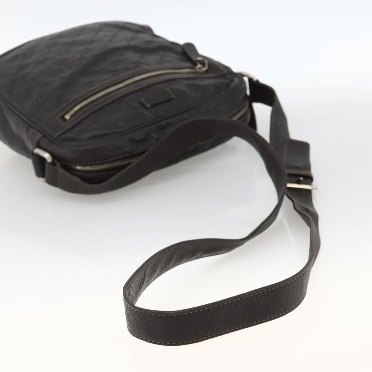 GUCCI GG Canvas Guccissima Shoulder Bag Leather Black Gold 201448 Auth BA11920