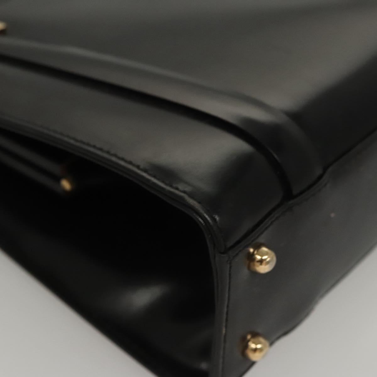 GUCCI Shoulder Bag Leather Black Gold 007 2046 0268 Auth BA1194