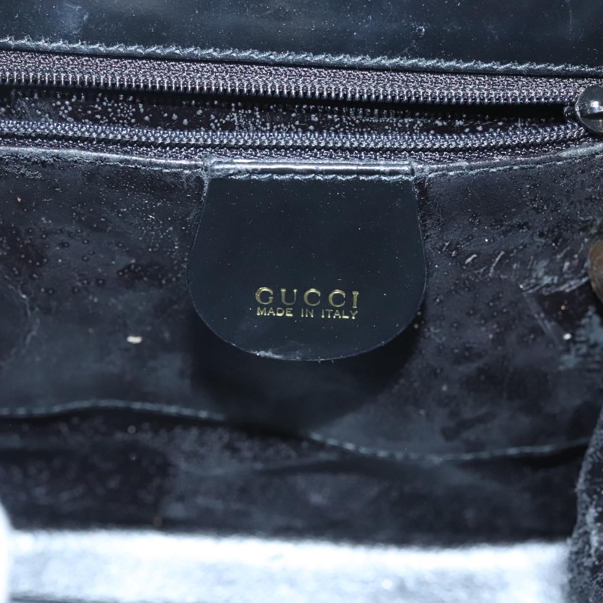 GUCCI Shoulder Bag Leather Black Gold 007 2046 0268 Auth BA1194