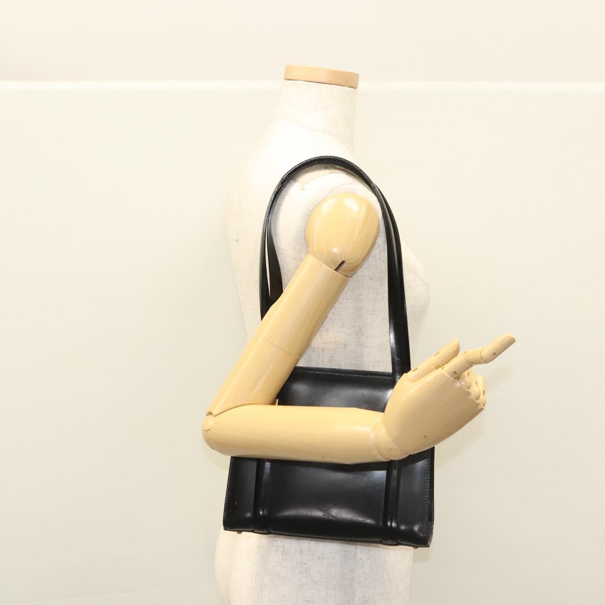 GUCCI Shoulder Bag Leather Black Gold 007 2046 0268 Auth BA1194