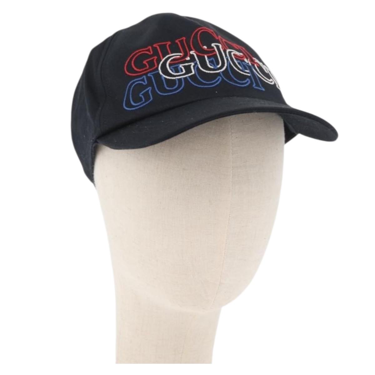 GUCCI Cap Canvas Black Auth BA11971A
