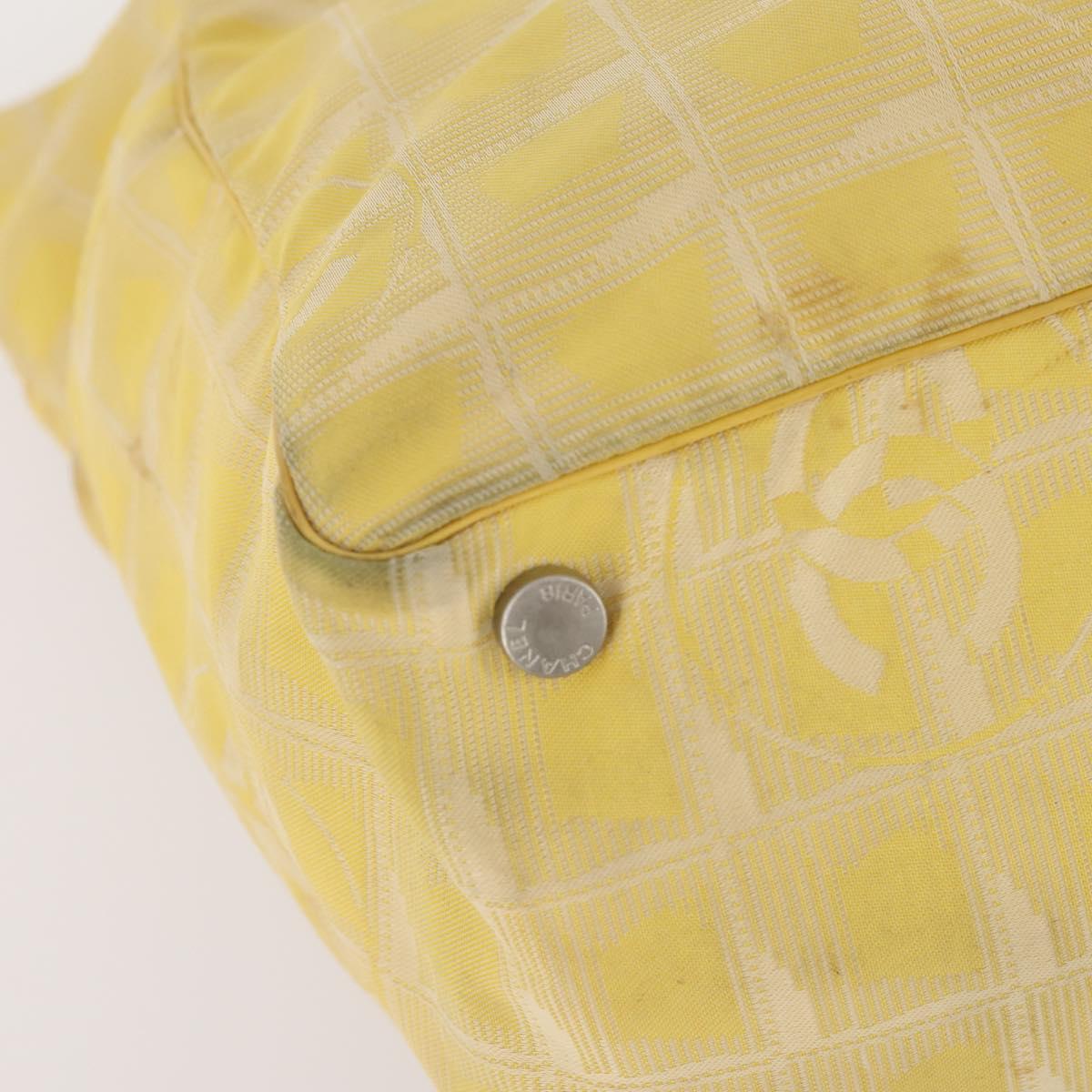 CHANEL New Travel line Tote Bag Nylon 2 Set Yellow Beige CC Auth BA11997