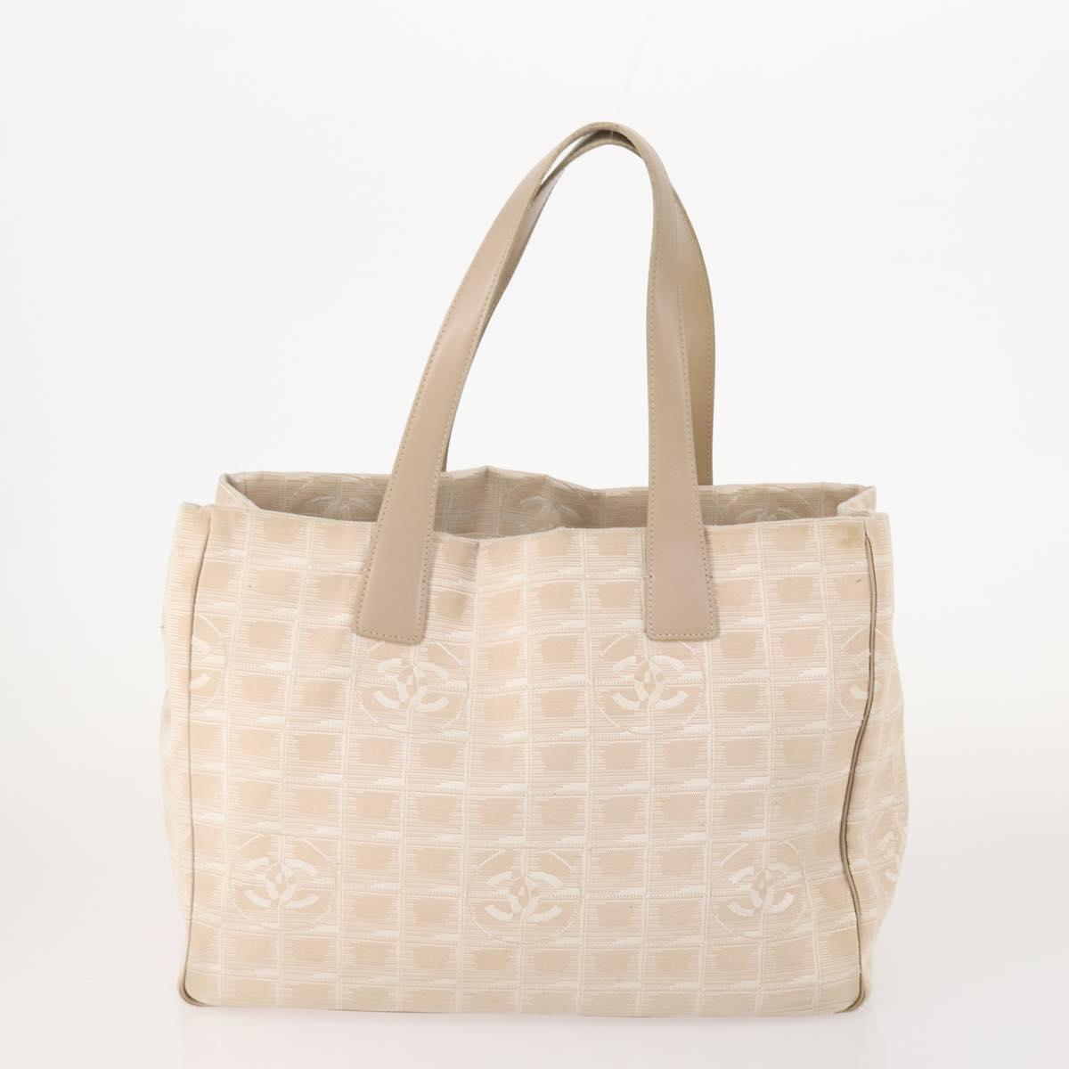CHANEL New Travel line Tote Bag Nylon 2 Set Yellow Beige CC Auth BA11997