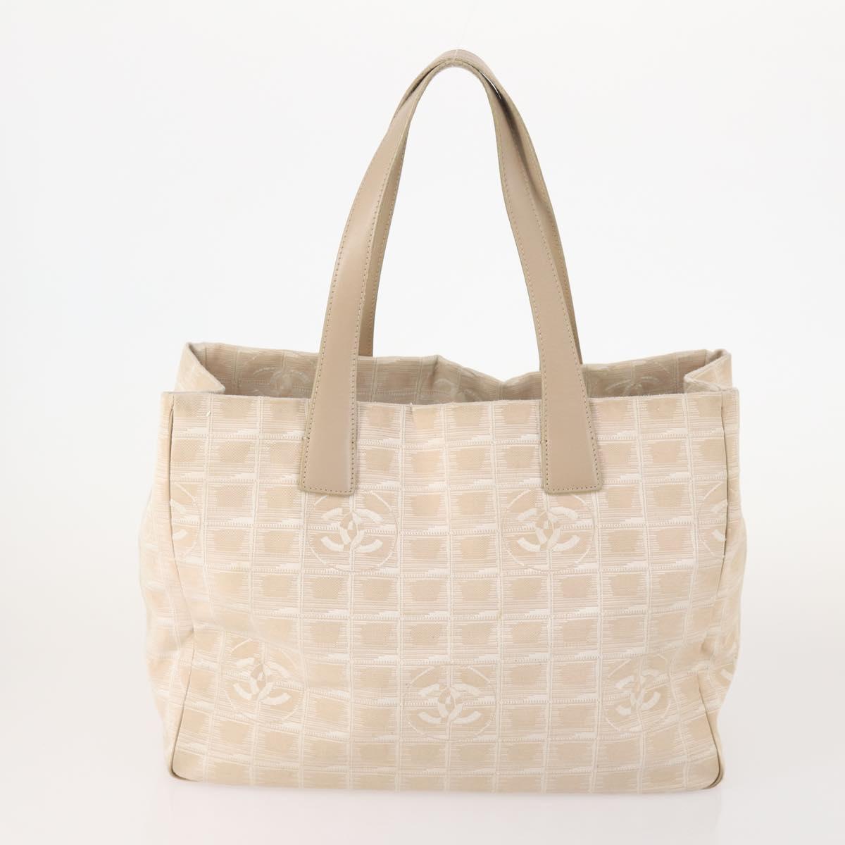 CHANEL New Travel line Tote Bag Nylon 2 Set Yellow Beige CC Auth BA11997