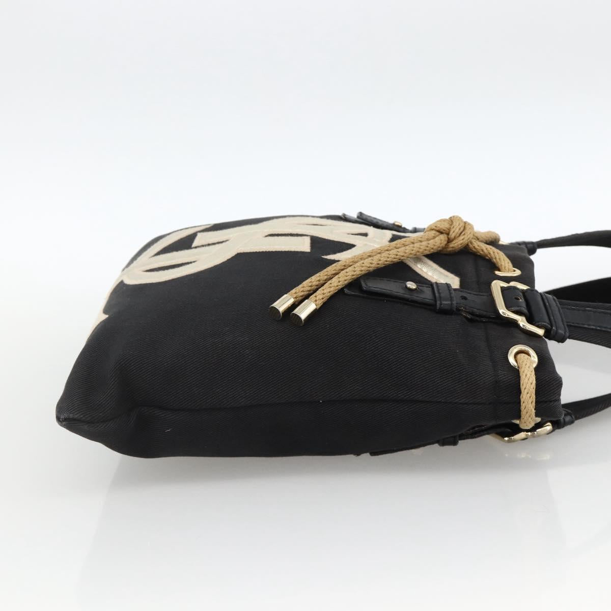 SAINT LAURENT Kahala Tote Bag Canvas Black Gold 123435 Auth BA11999A