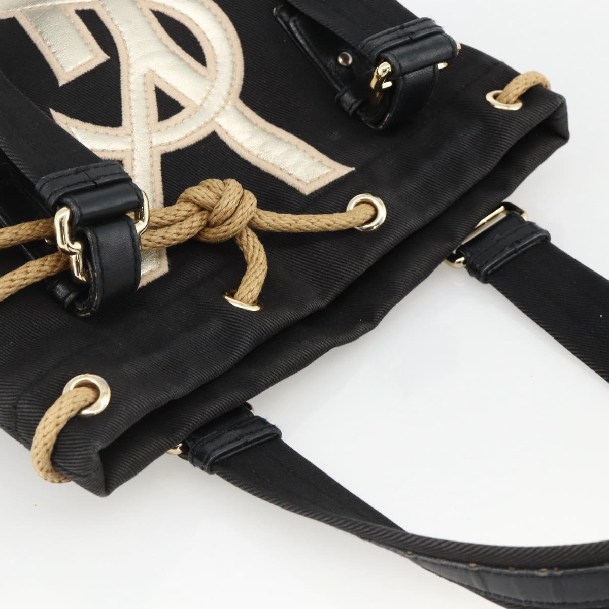SAINT LAURENT Kahala Tote Bag Canvas Black Gold 123435 Auth BA11999A