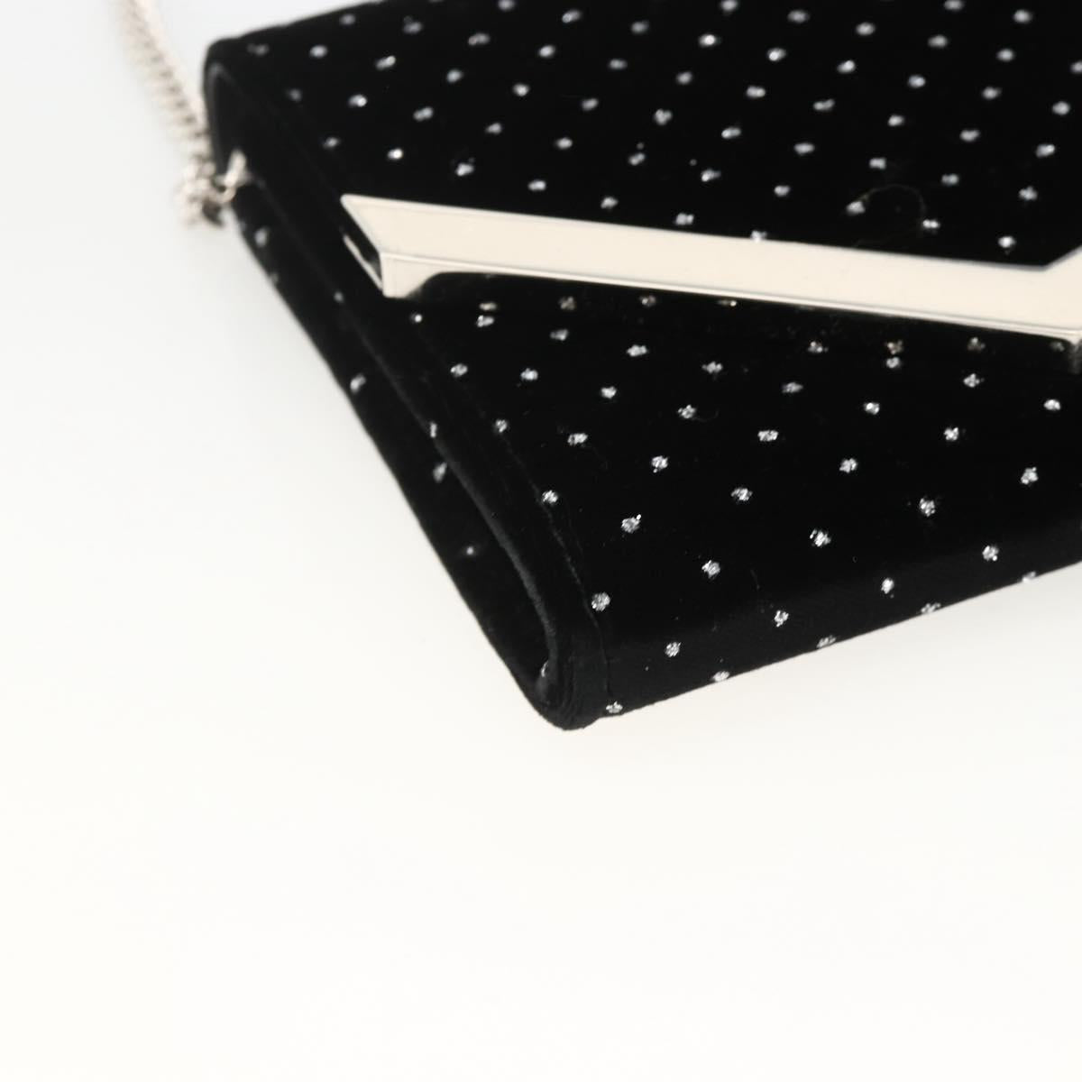 Jimmy Choo Chain Shoulder Bag Velor Black Silver Auth BA12020A