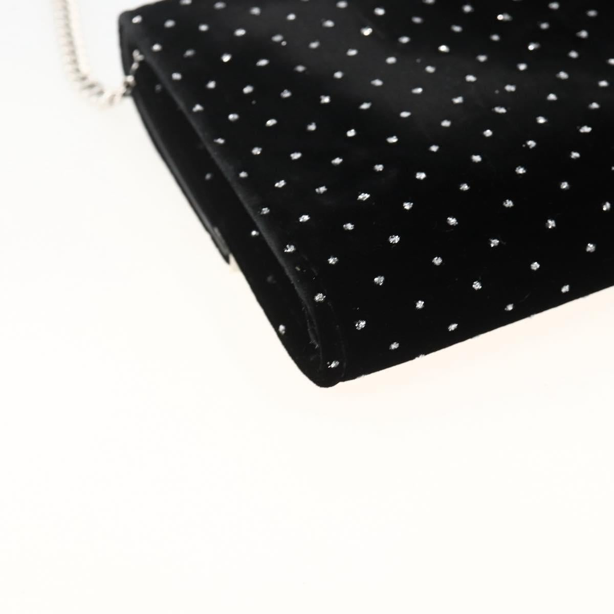 Jimmy Choo Chain Shoulder Bag Velor Black Silver Auth BA12020A