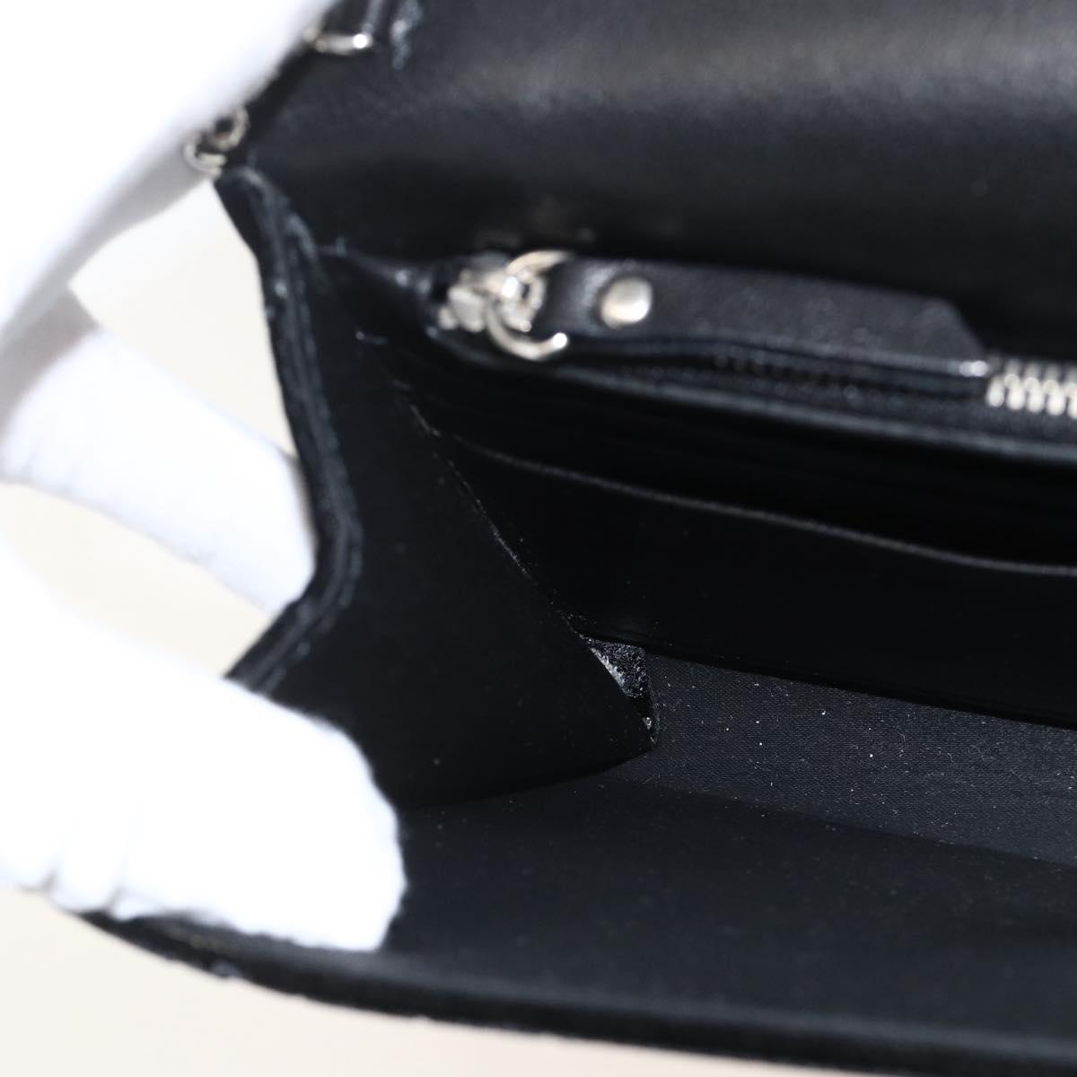 Jimmy Choo Chain Shoulder Bag Velor Black Silver Auth BA12020A