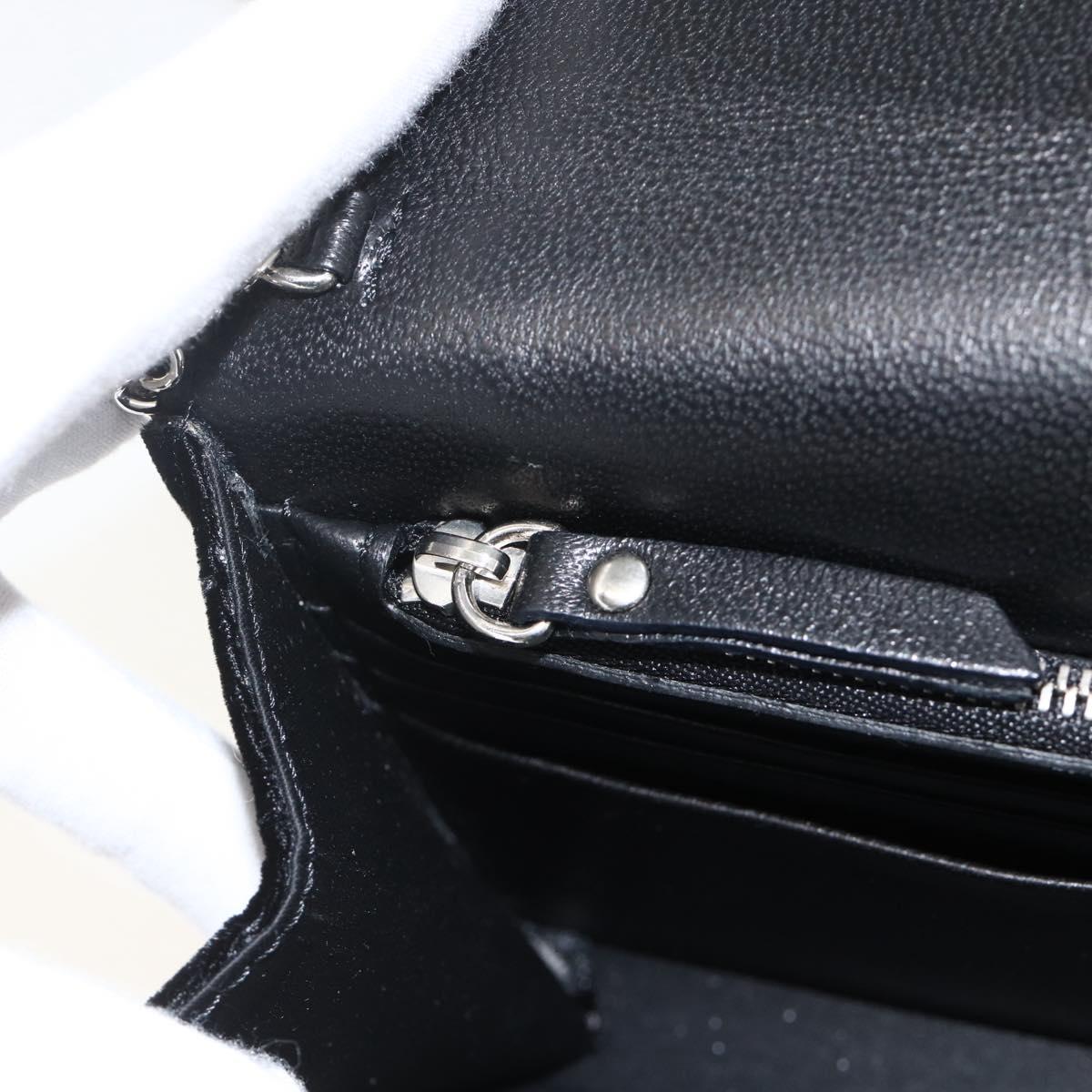 Jimmy Choo Chain Shoulder Bag Velor Black Silver Auth BA12020A